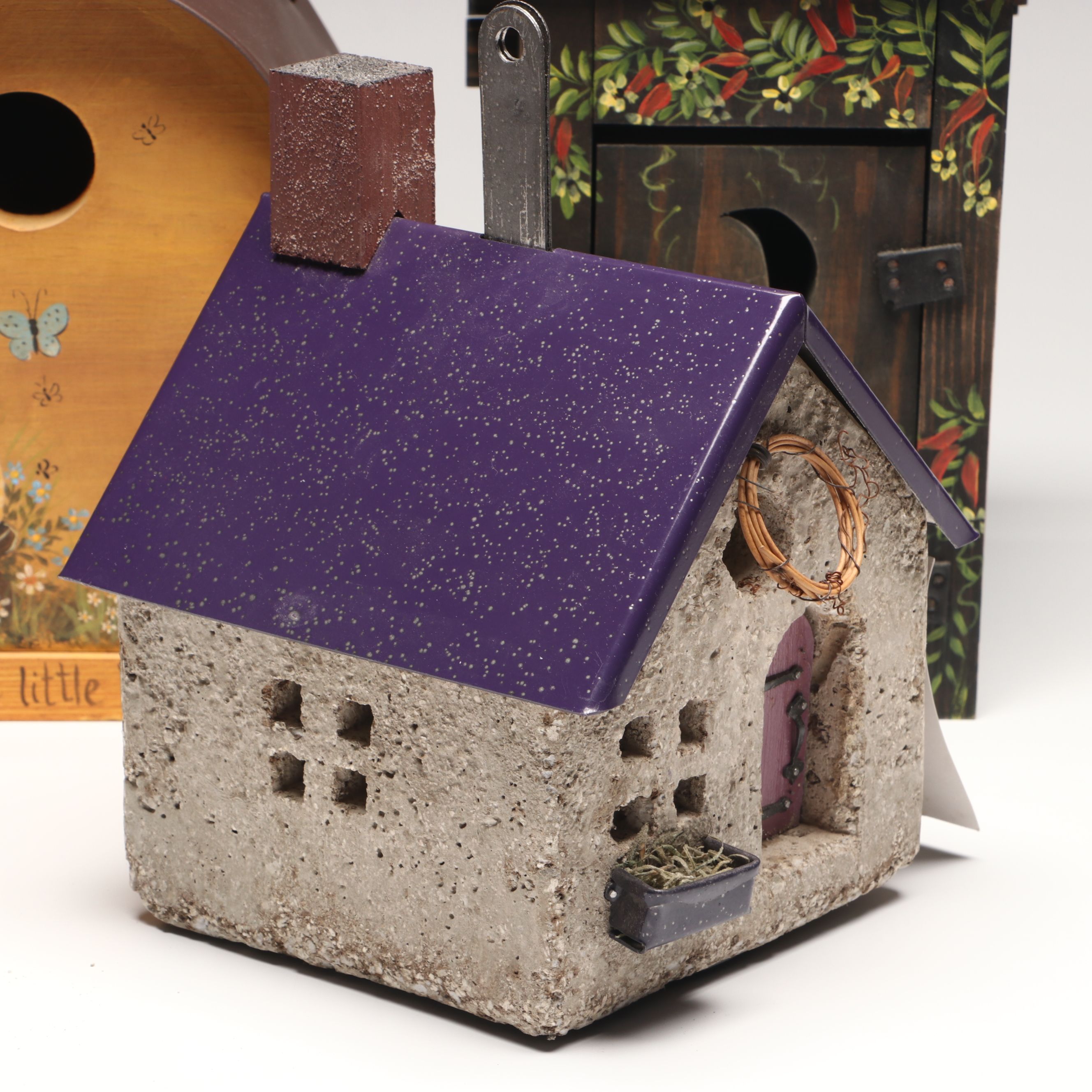 The Little White Barn Co. Stone with More Wood Birdhouses