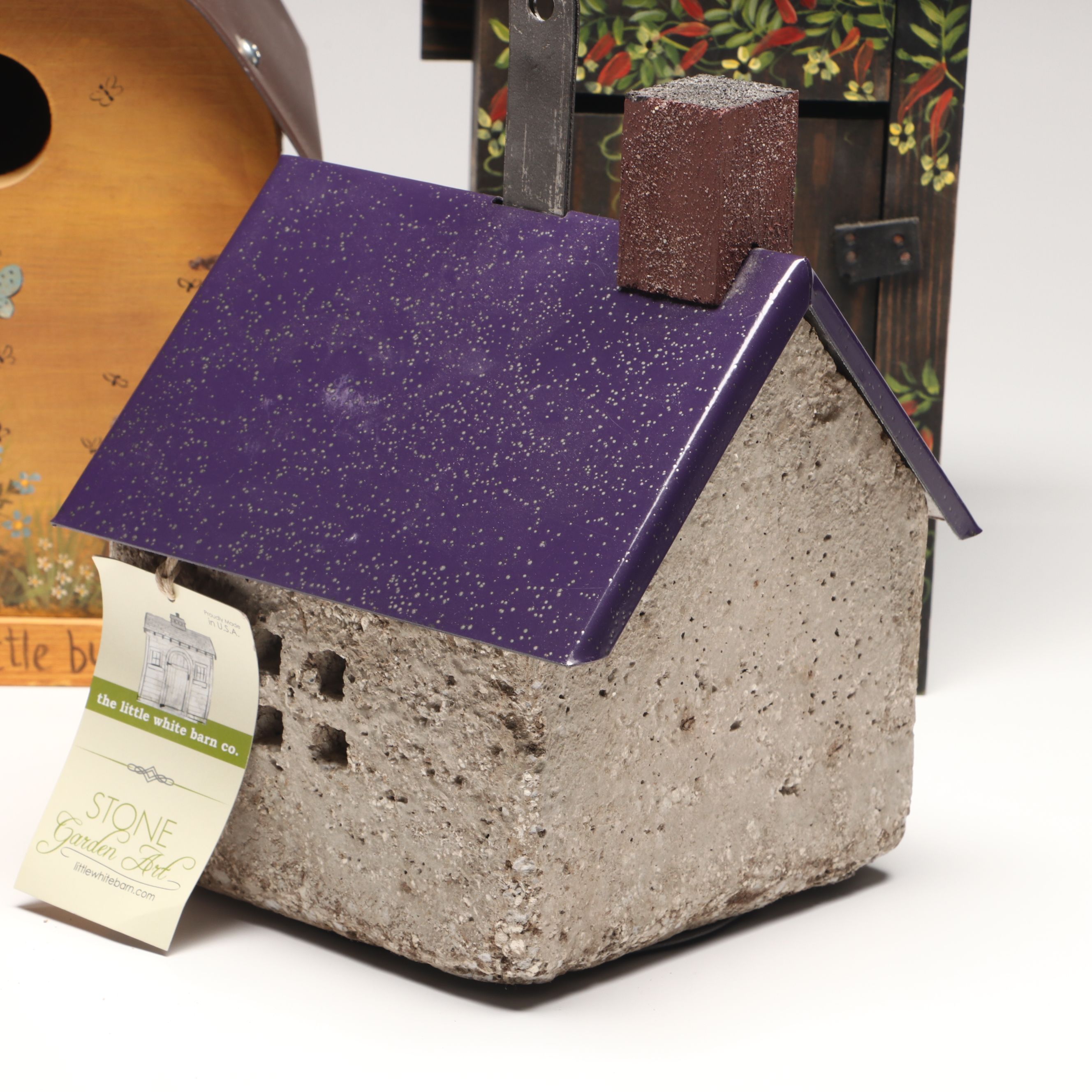 The Little White Barn Co. Stone with More Wood Birdhouses