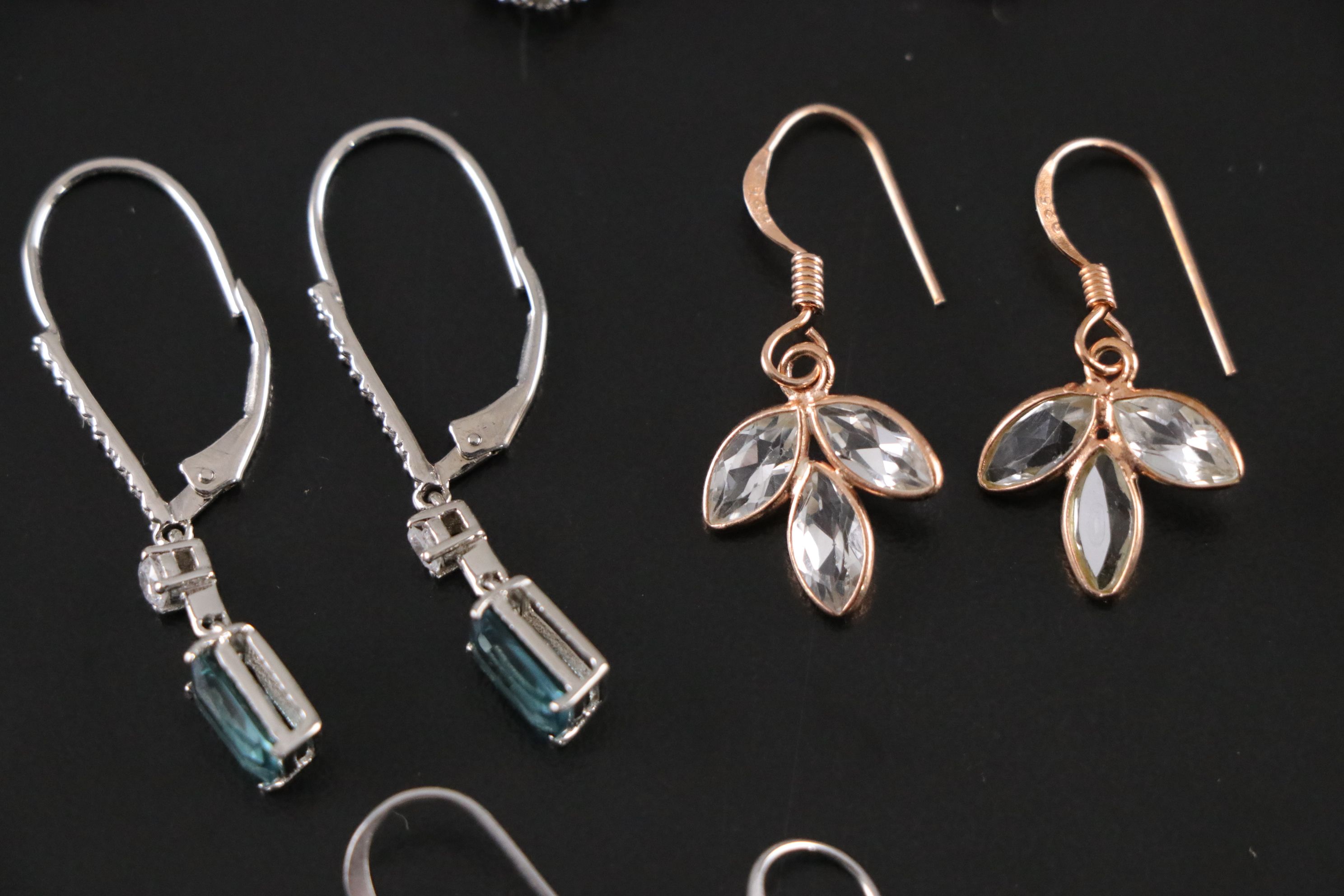 14 Assorted Sterling Silver Rings, Earrings and Necklace