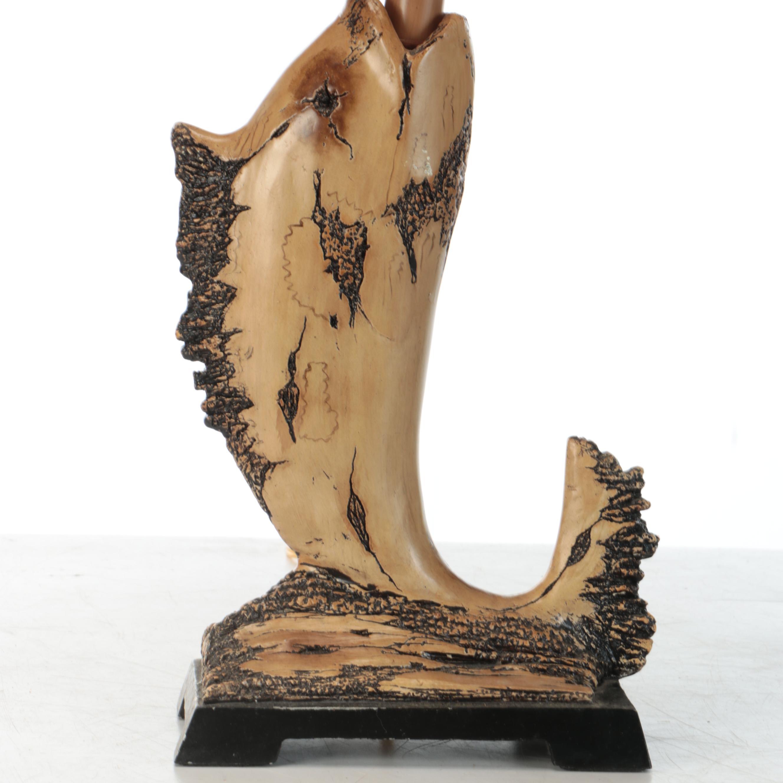 Figural Carved  Fish Table Lamp