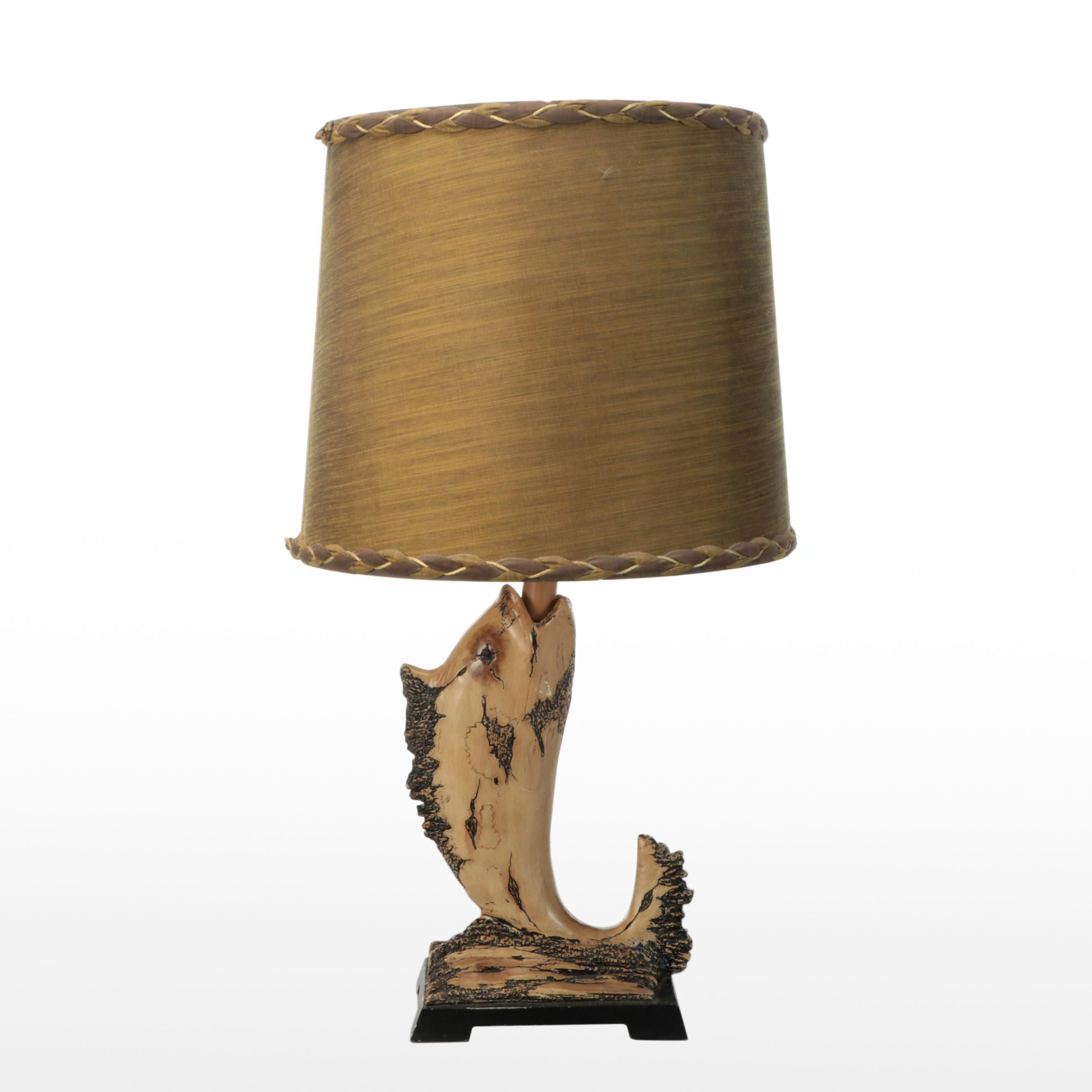 Figural Carved  Fish Table Lamp