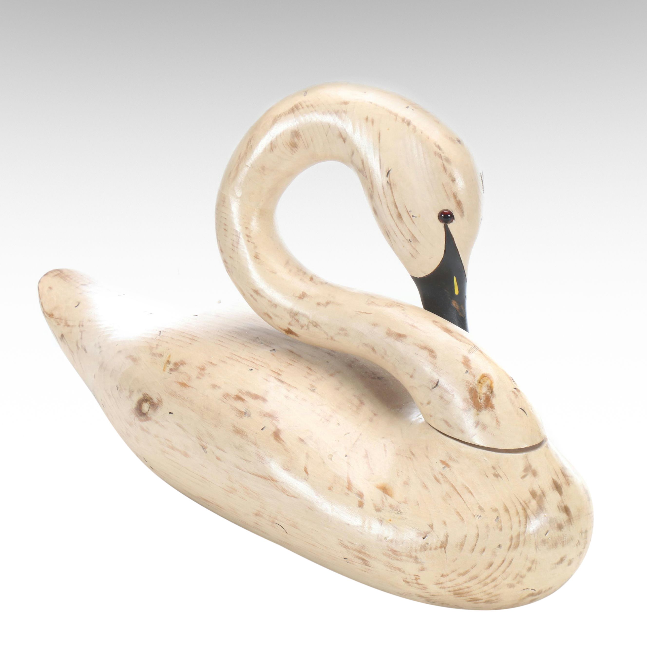 Stoney Point Decoys Polished Wooden Swan, 1983