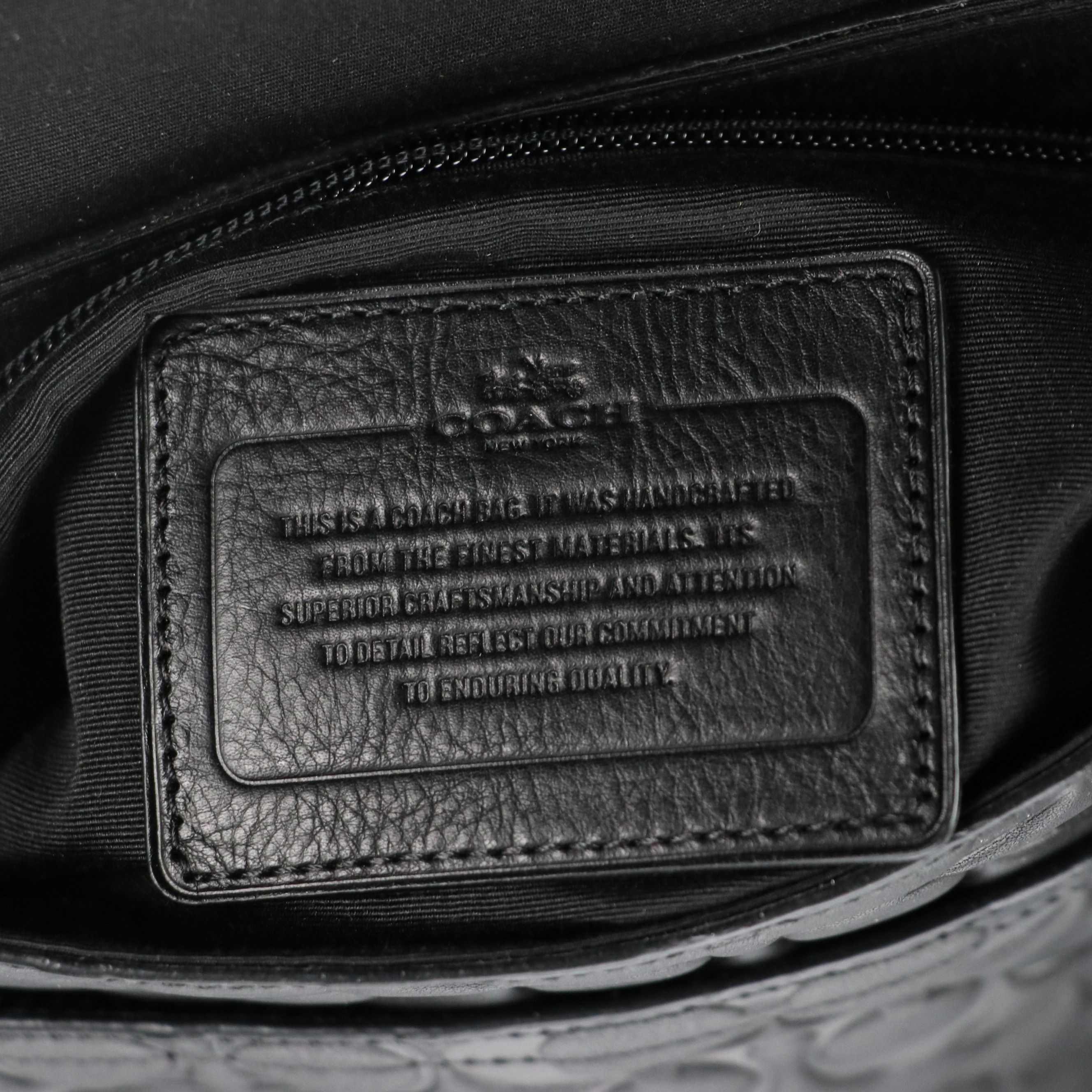 Coach Houston Map Messenger Bag in Black Signature C Embossed Calfskin Leather