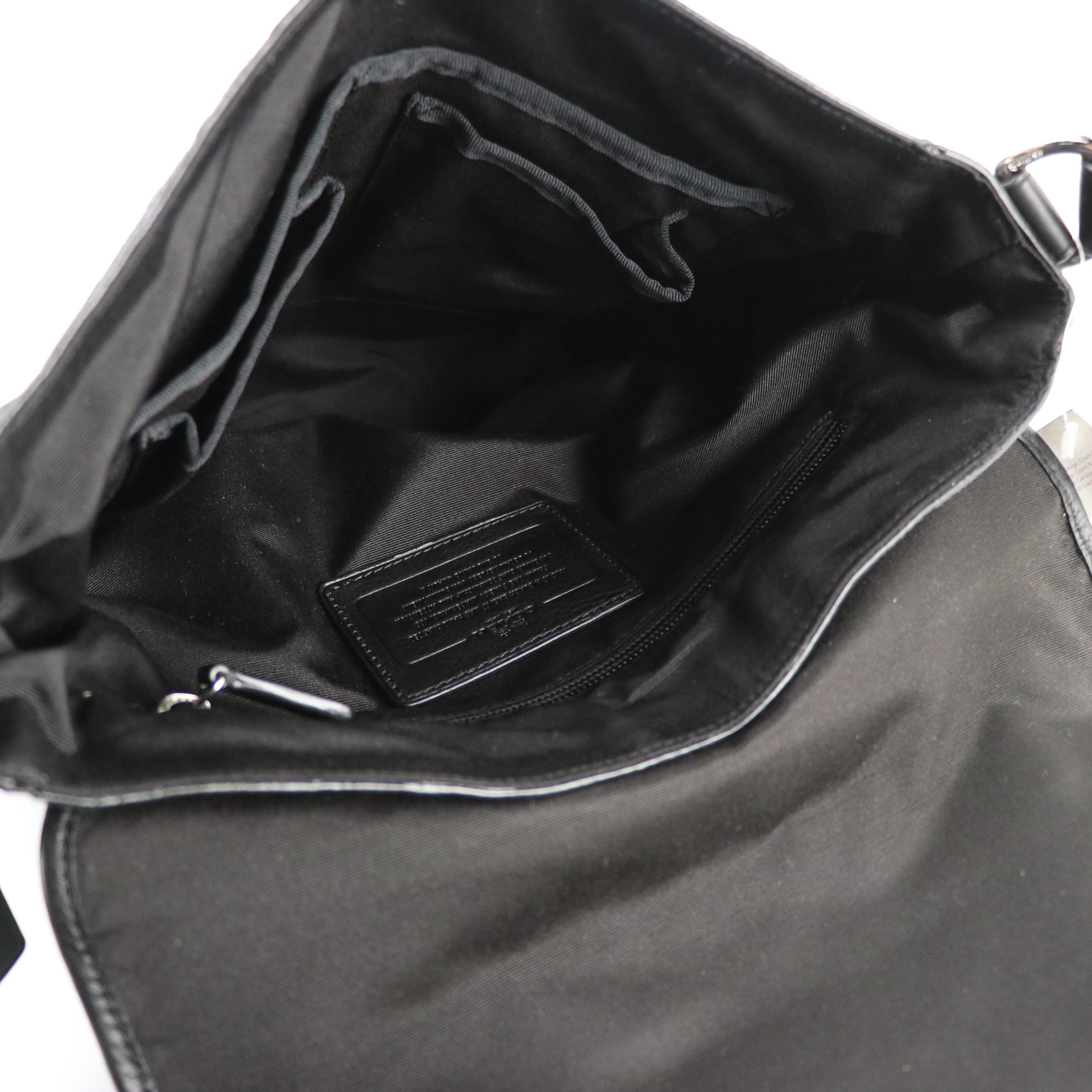 Coach Houston Map Messenger Bag in Black Signature C Embossed Calfskin Leather