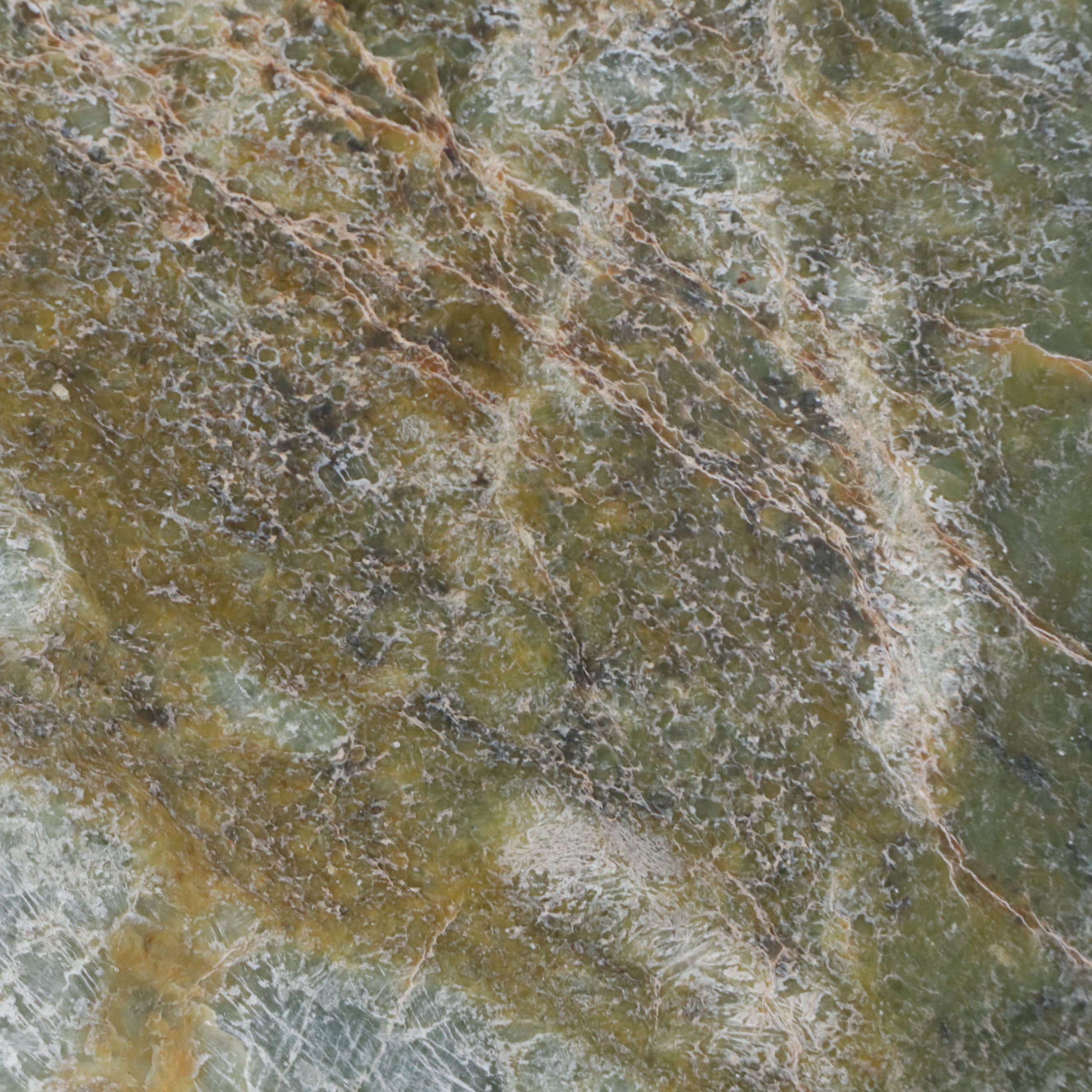 Large Chinese Carved Serpentine Bi Disc with Custom Metal Stand