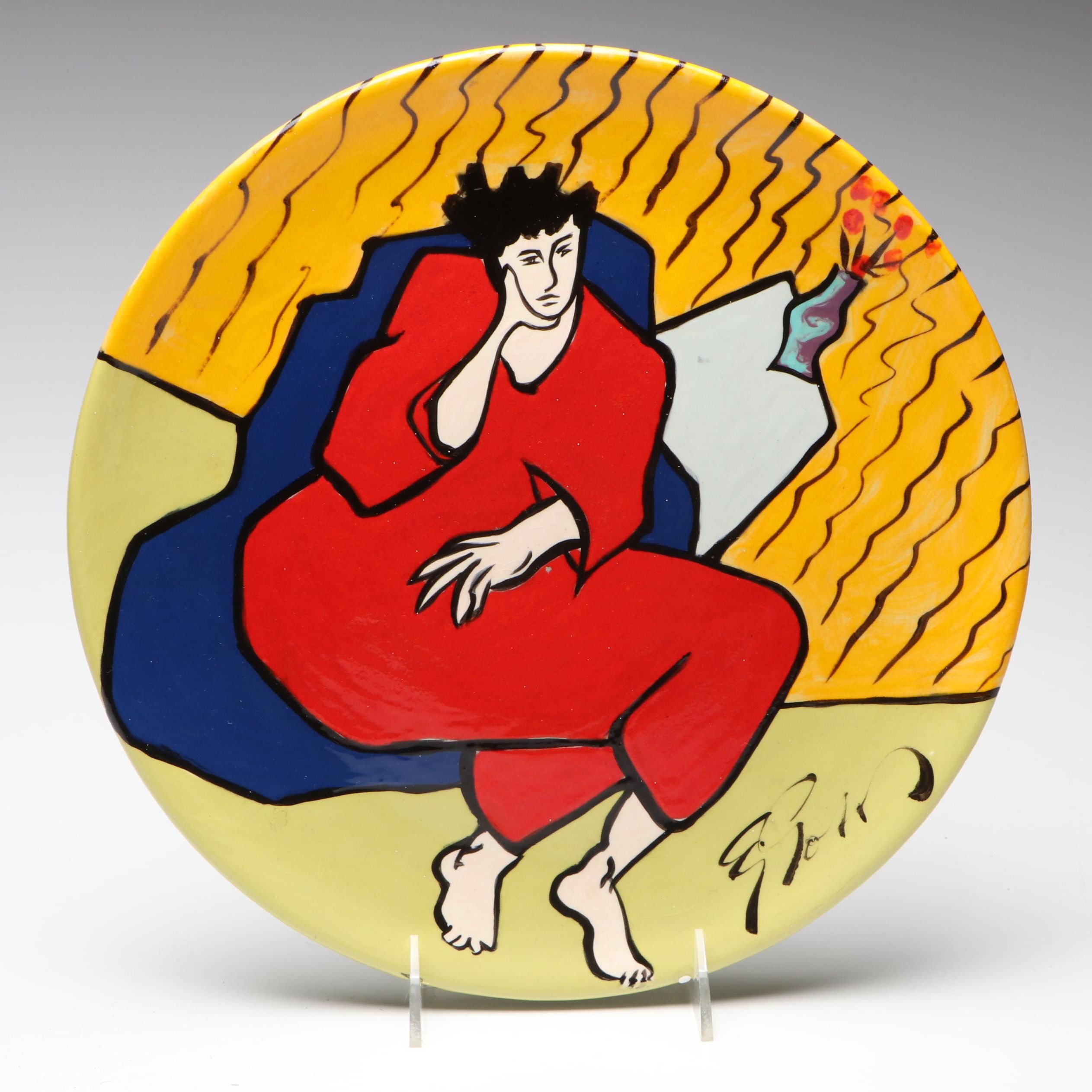 E.J. Gold Art Pottery Plate