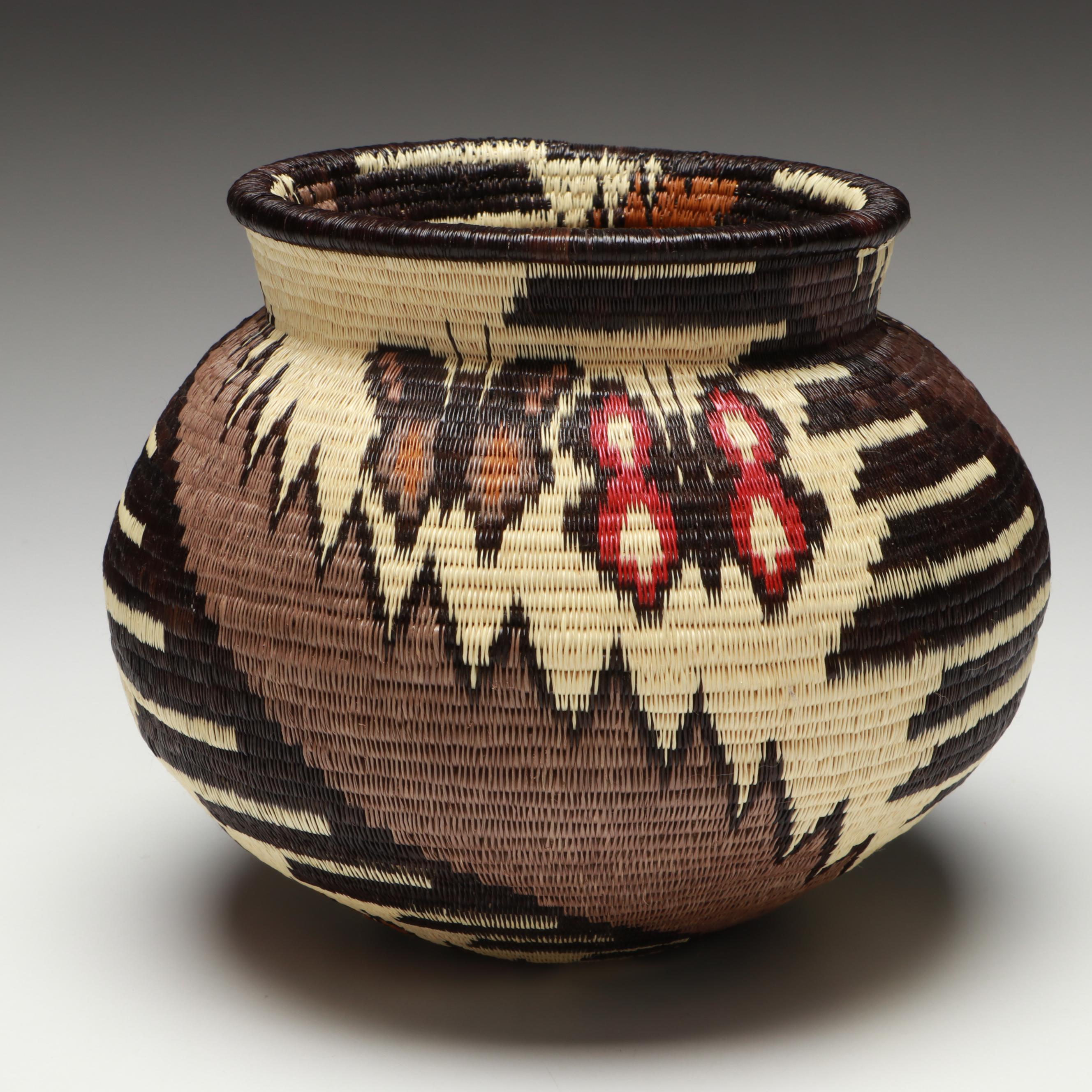 Panamanian Emberá-Wounaan Handwoven Chunga and Nahuala Palm Fiber Basket