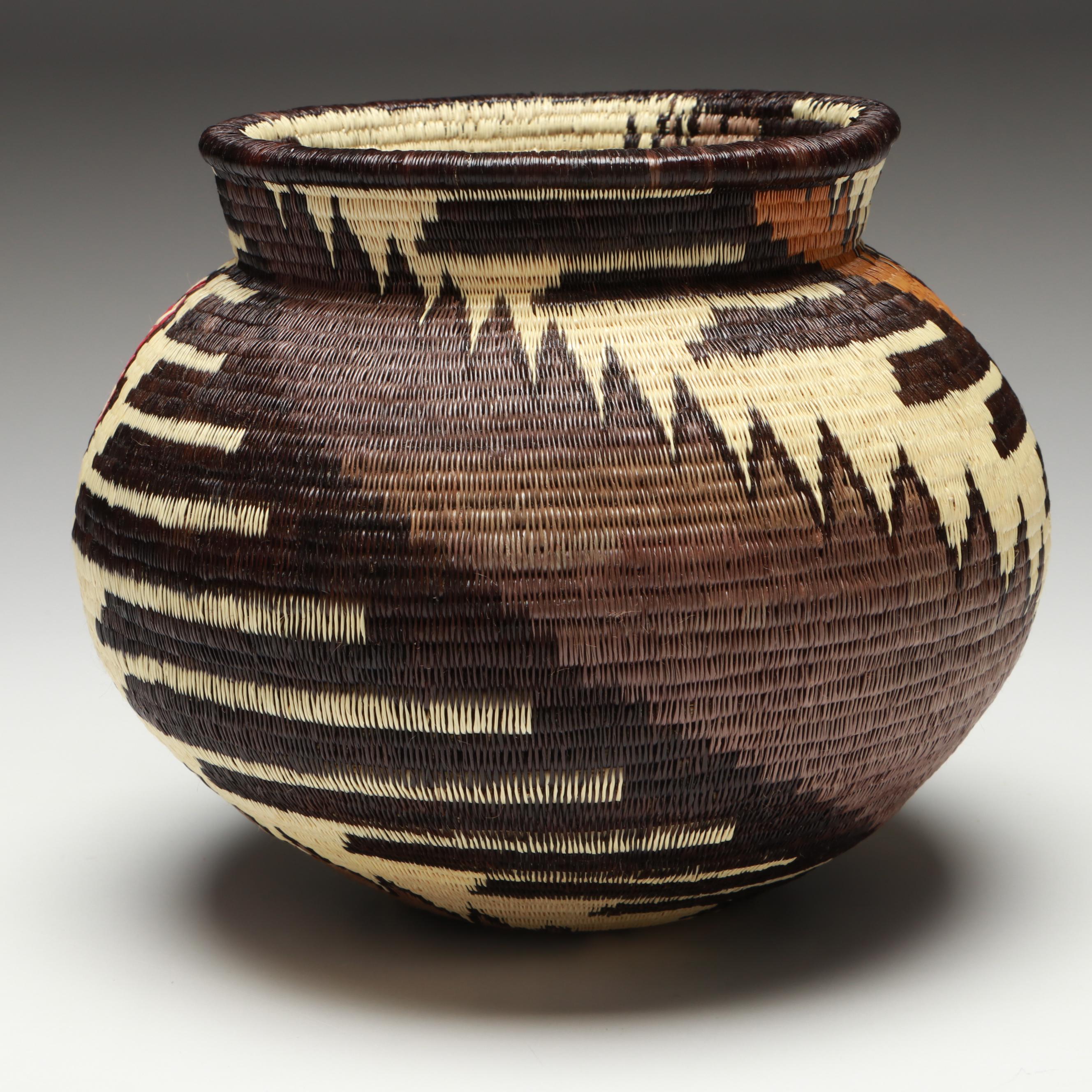 Panamanian Emberá-Wounaan Handwoven Chunga and Nahuala Palm Fiber Basket