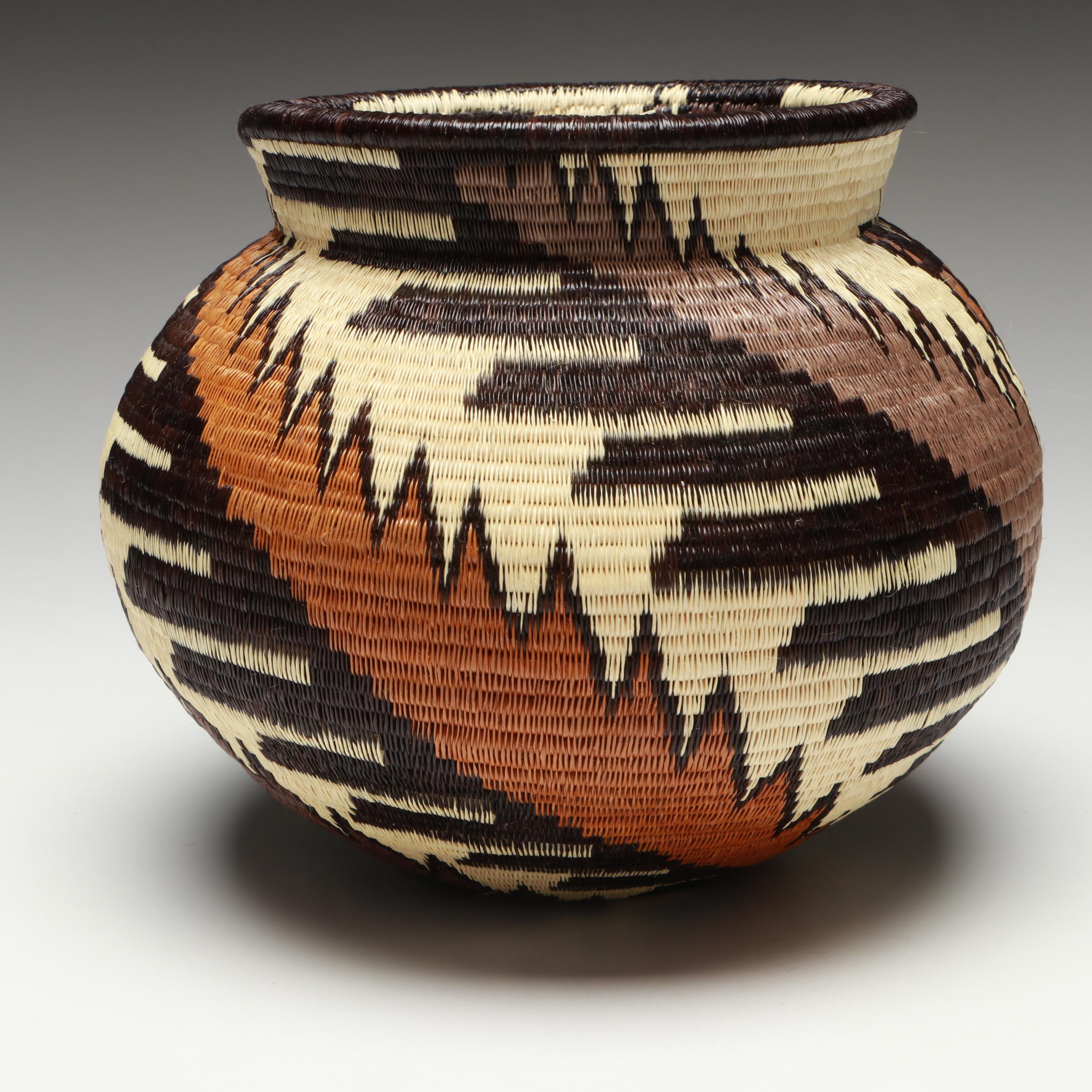 Panamanian Emberá-Wounaan Handwoven Chunga and Nahuala Palm Fiber Basket