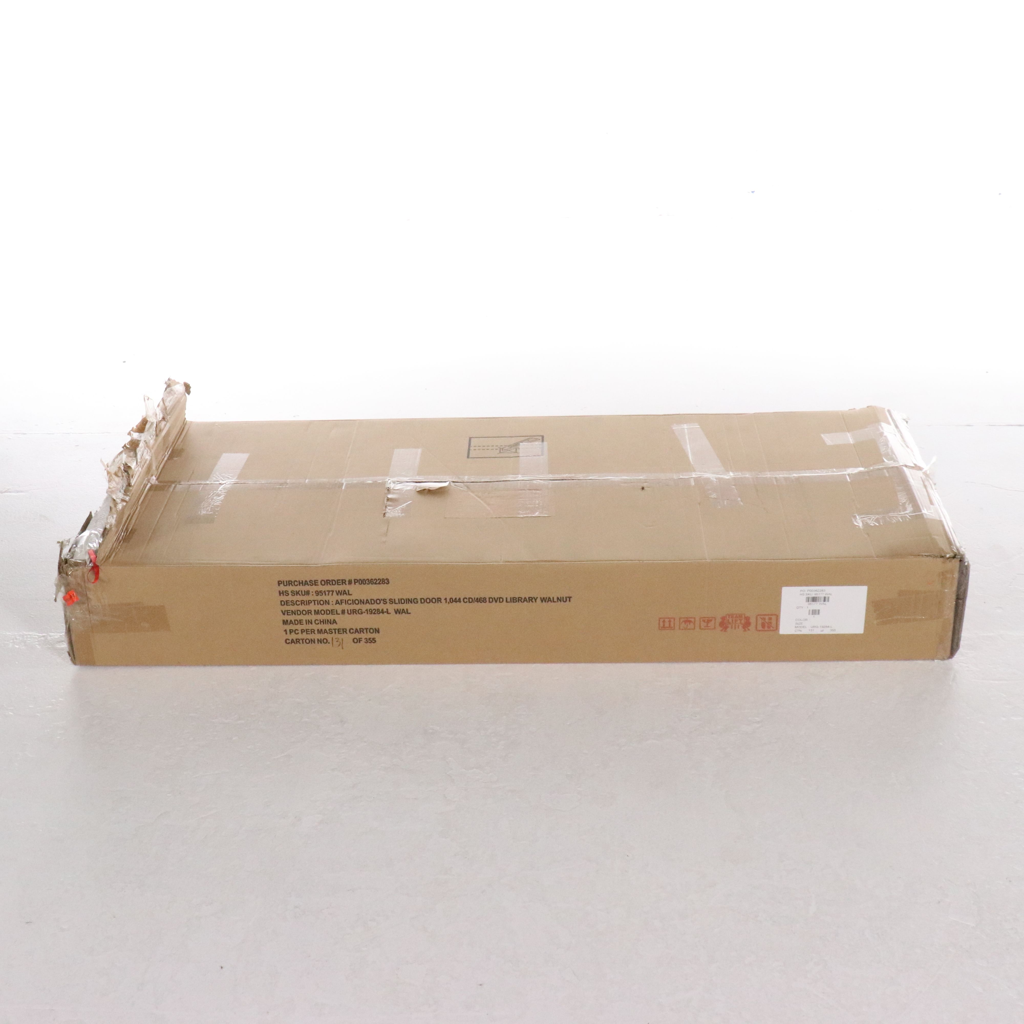 Hammacher Schlemmer "Aficionado's Walnut Finish Sliding Door" Media Cabinet