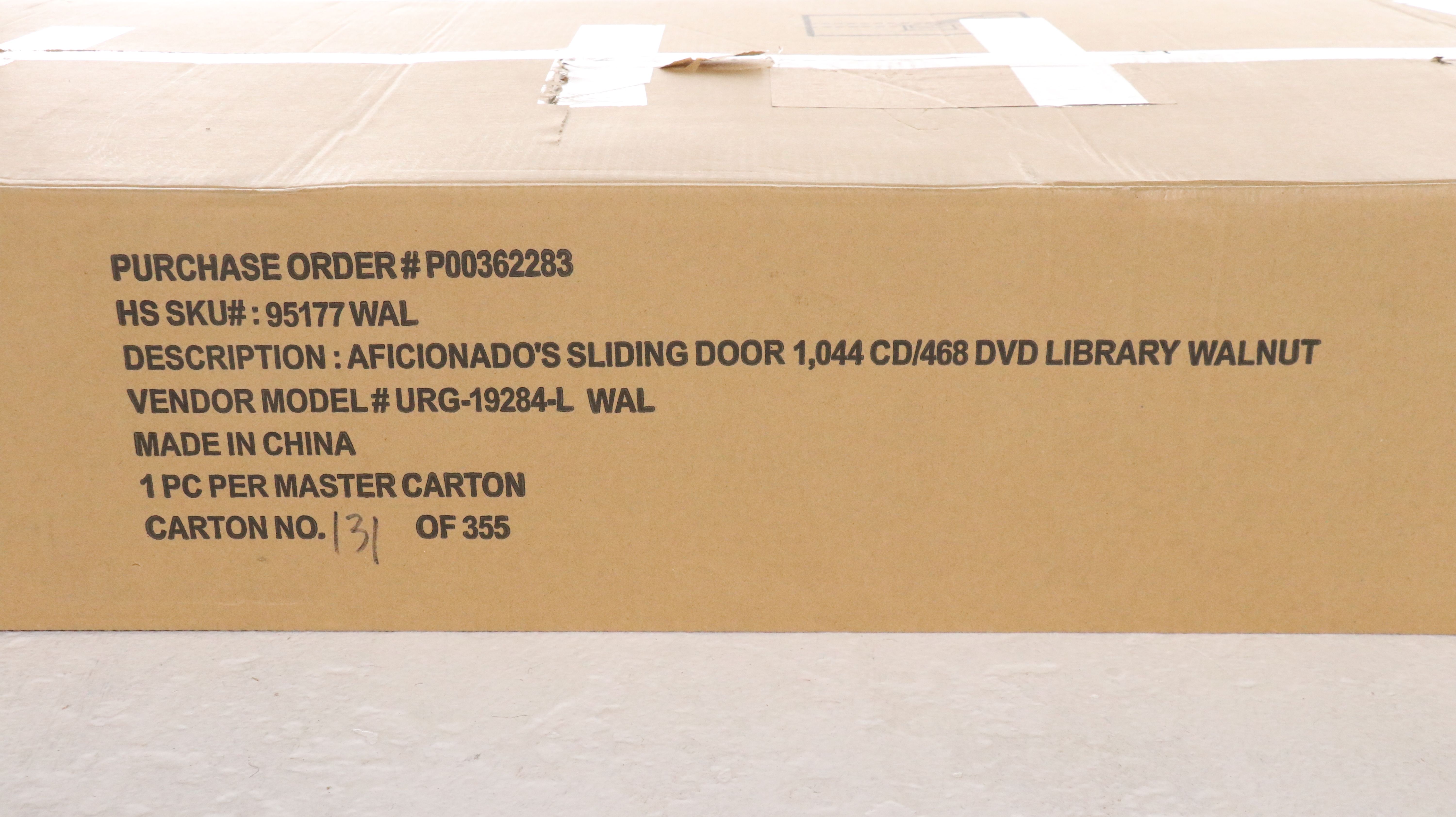 Hammacher Schlemmer "Aficionado's Walnut Finish Sliding Door" Media Cabinet