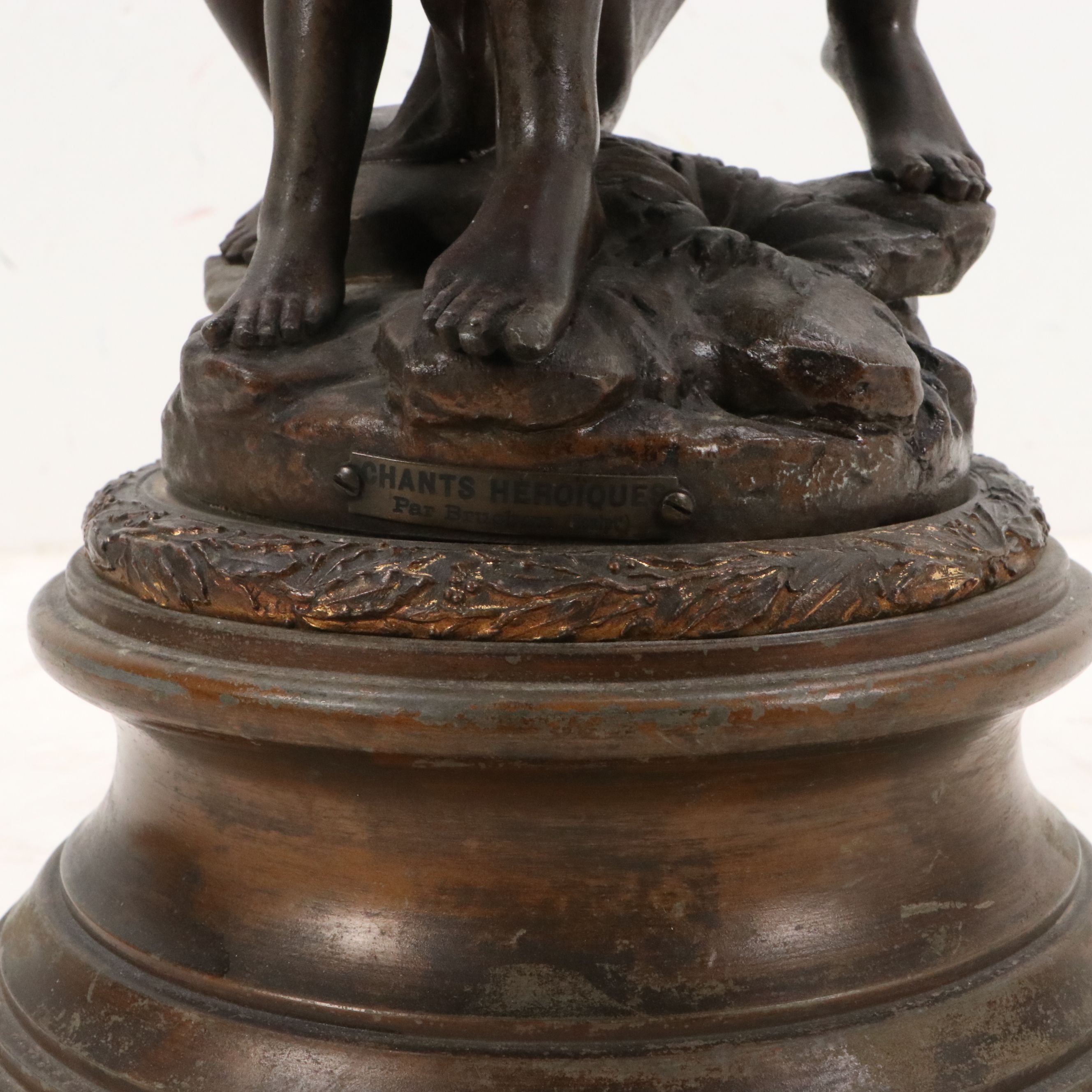 After Émile Bruchon Patinated Cast Metal Sculpture "Chant Héroïque"