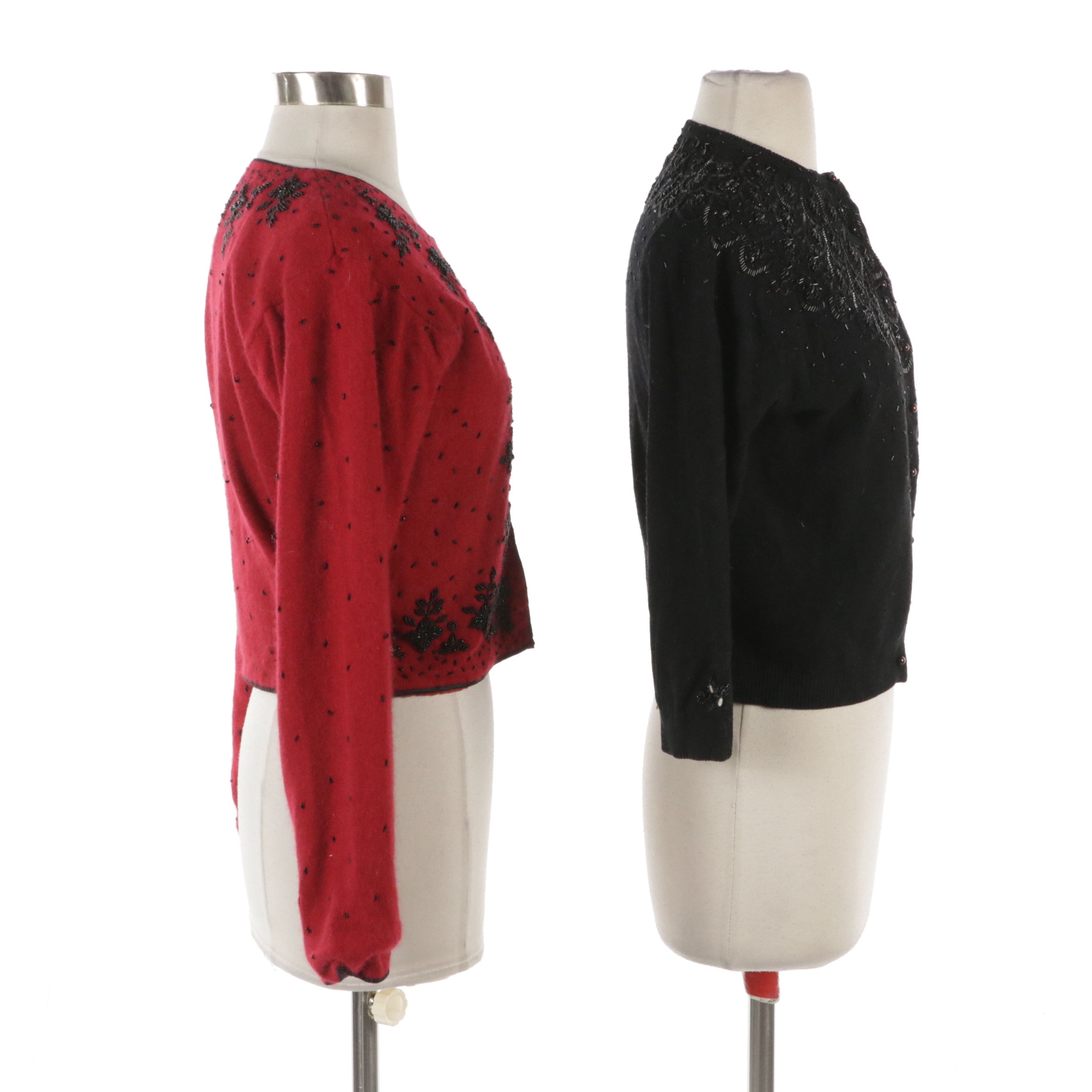 Beaded Wool Cardigans, Mid-20th Century