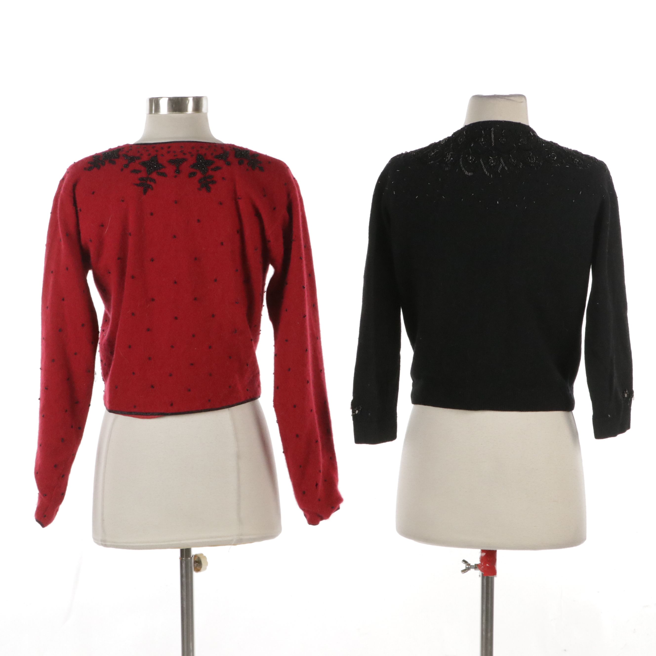 Beaded Wool Cardigans, Mid-20th Century