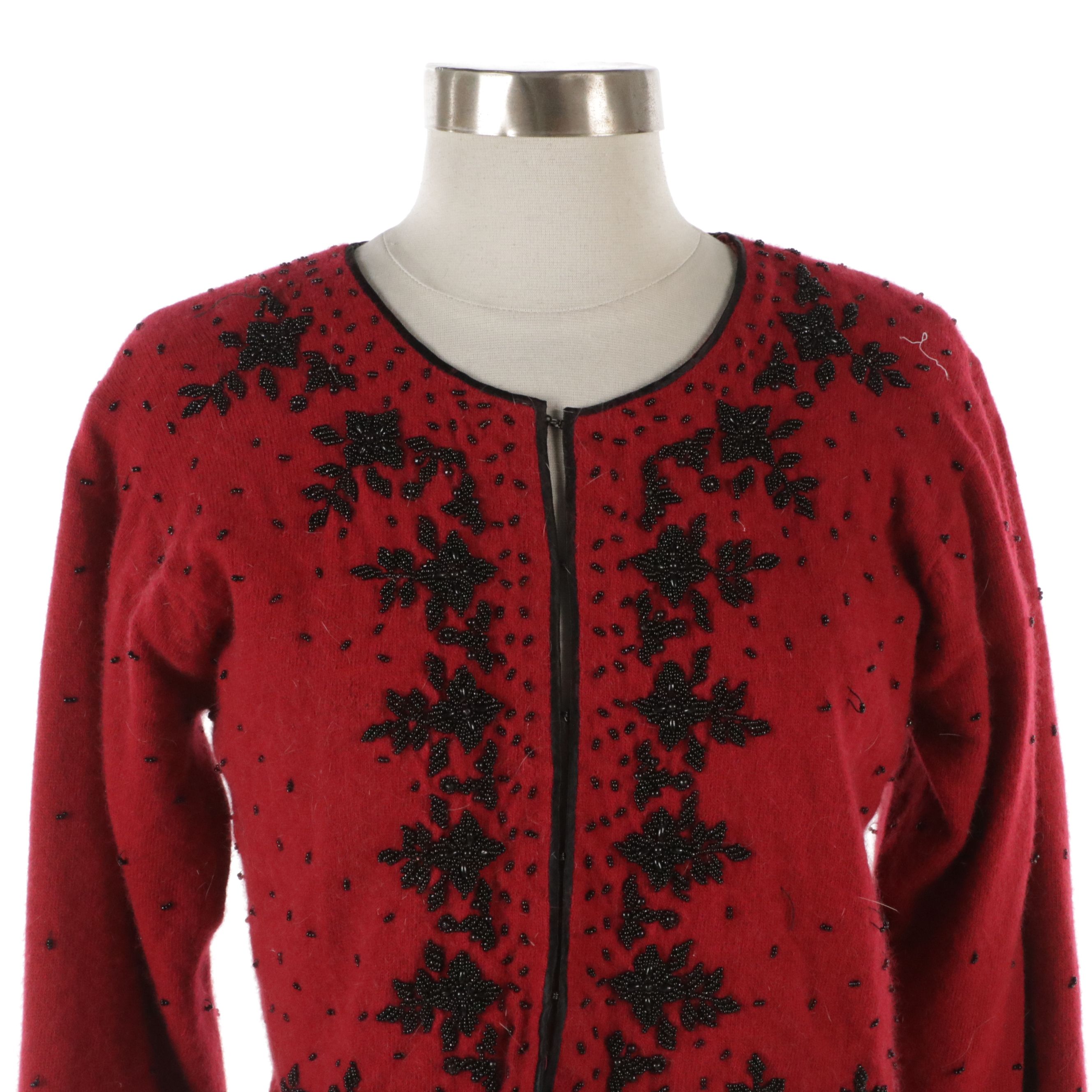 Beaded Wool Cardigans, Mid-20th Century