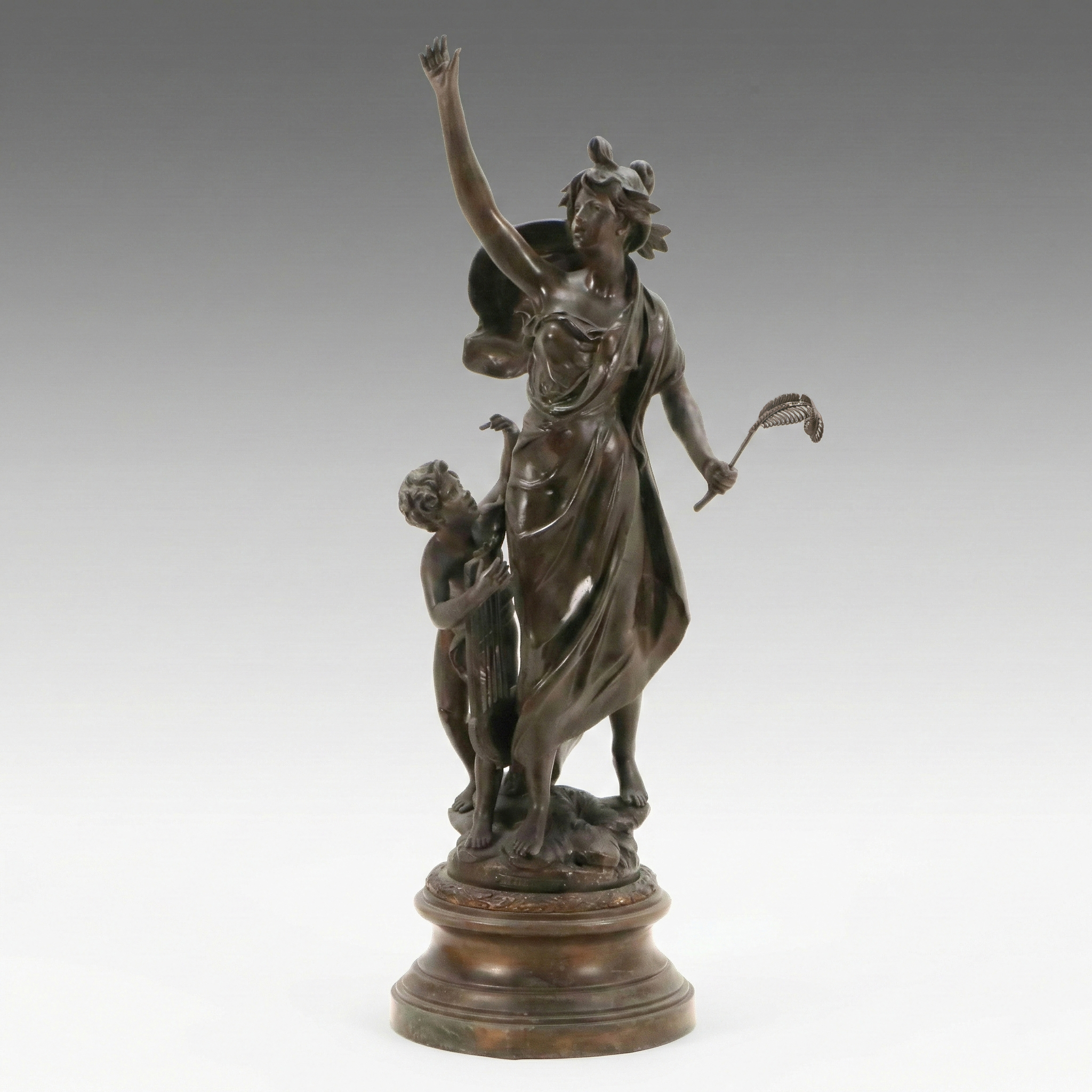 After Émile Bruchon Patinated Cast Metal Sculpture "Chant Héroïque"