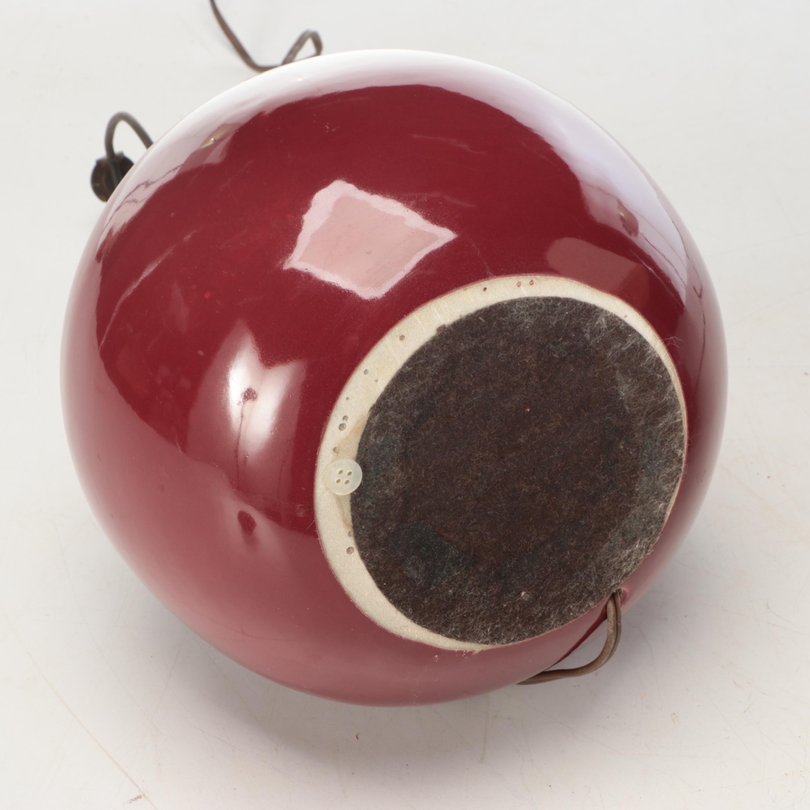Pair of Maroon Glazed Round Table Lamps