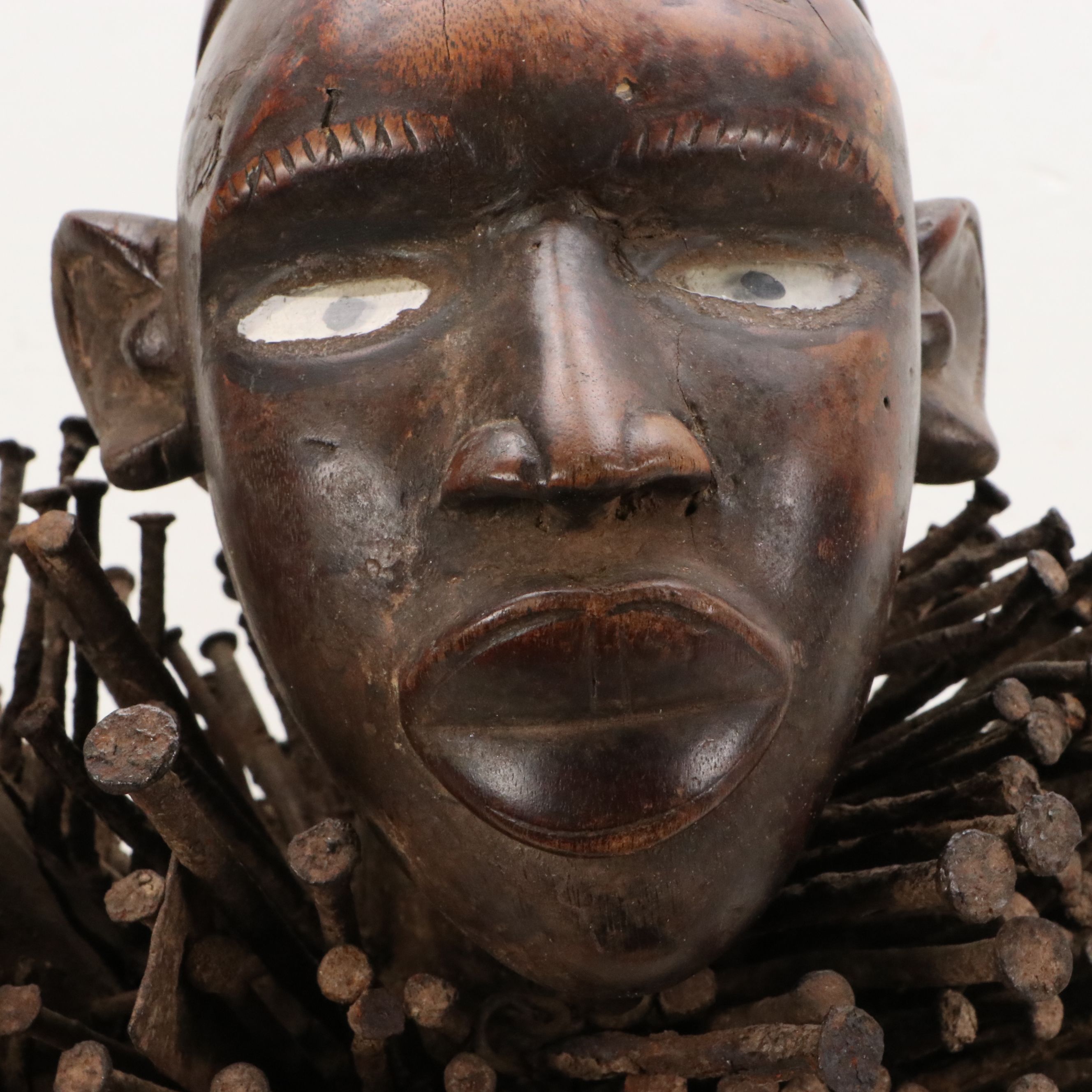 Bakongo Nkisi Nkondi Wood and Iron Nails Power Figure