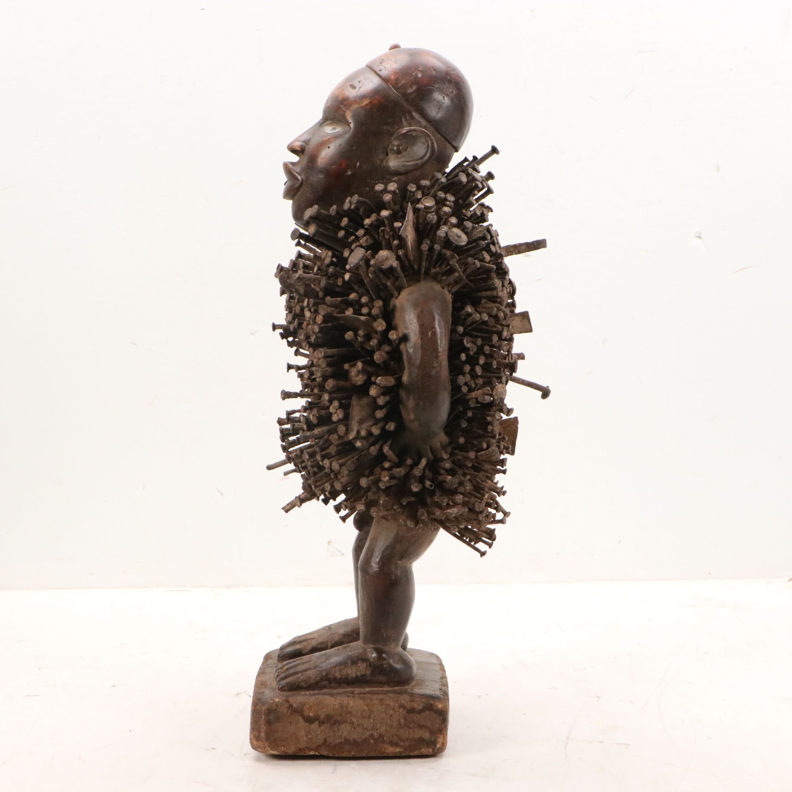 Bakongo Nkisi Nkondi Wood and Iron Nails Power Figure