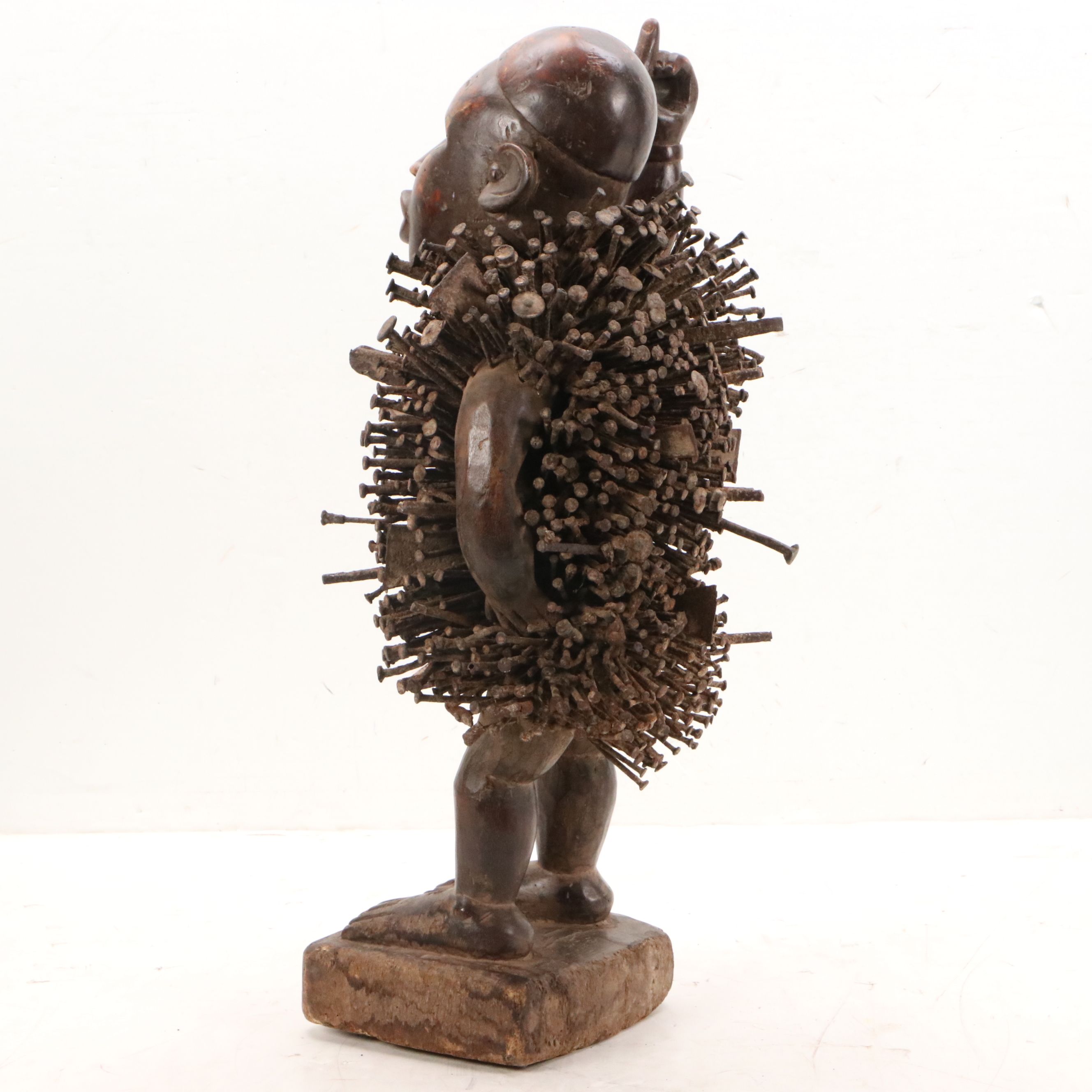 Bakongo Nkisi Nkondi Wood and Iron Nails Power Figure