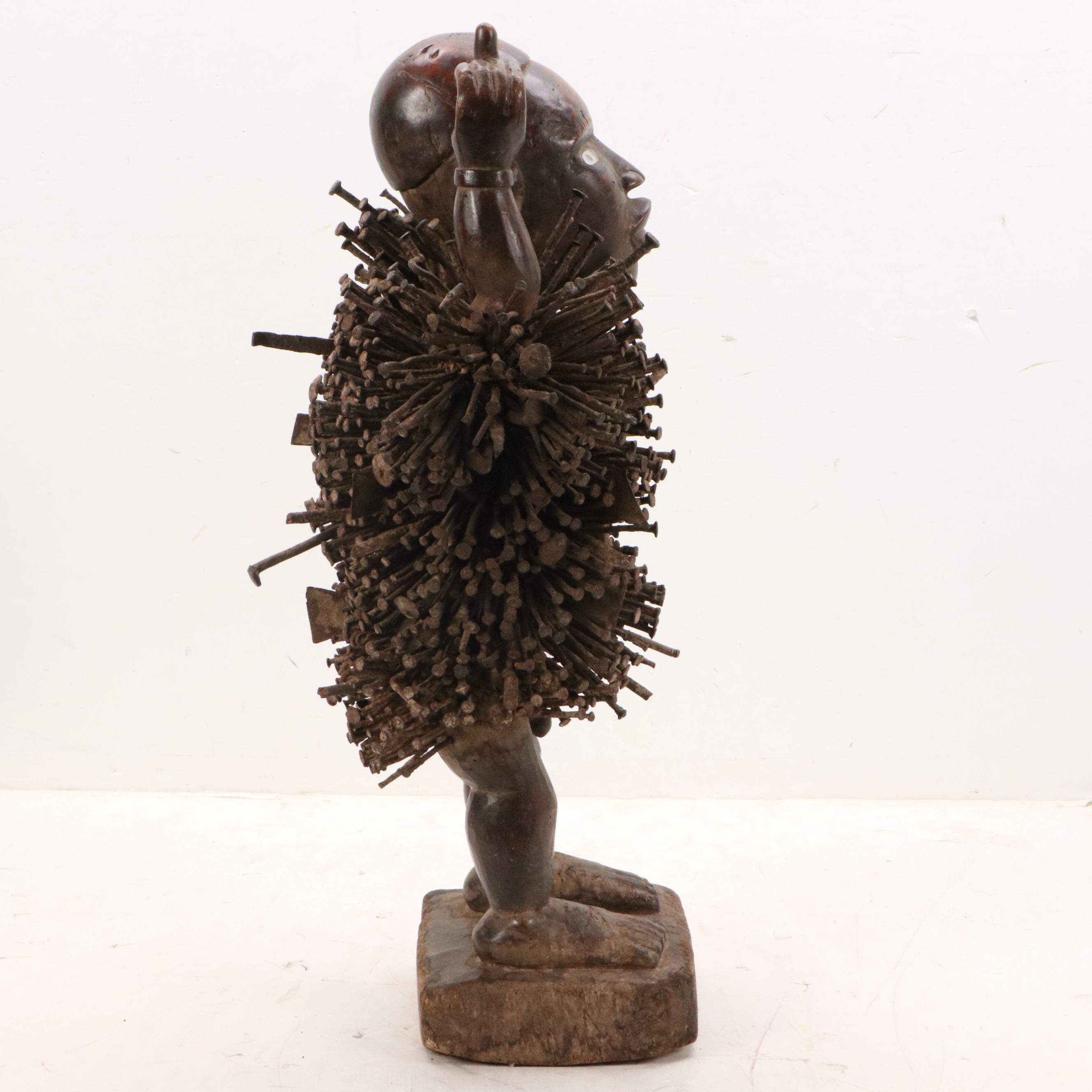 Bakongo Nkisi Nkondi Wood and Iron Nails Power Figure
