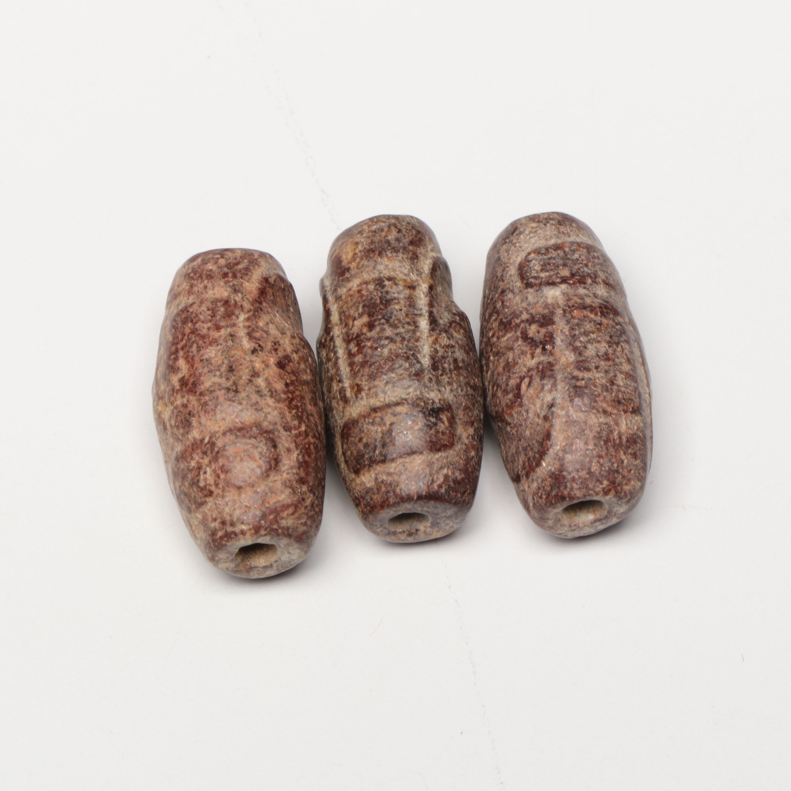 Chinese Carved Serpentine Pendants, Gorgets and Beads