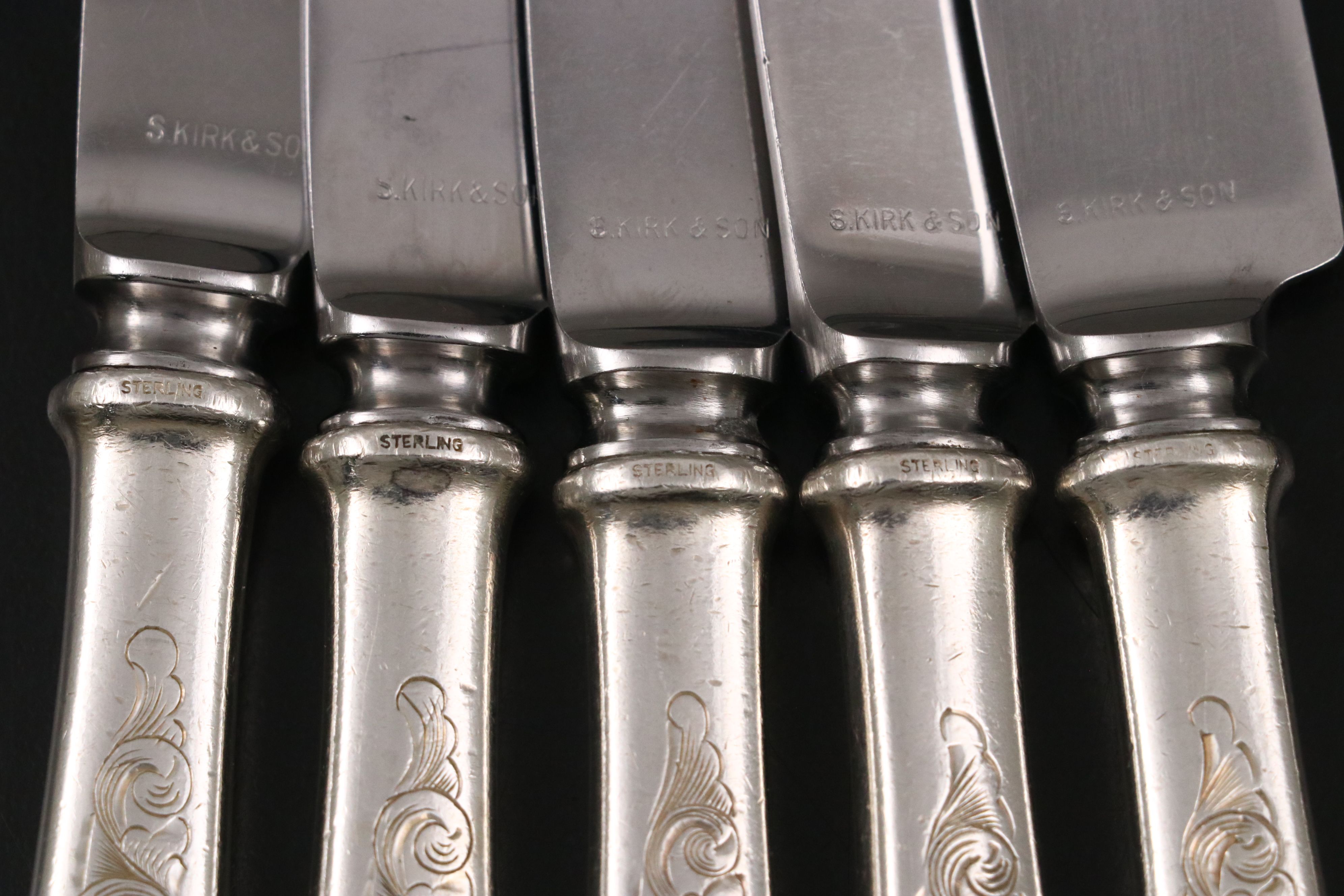 S. Kirk & Son "Mayflower" Sterling Silver Handled Dinner Knives