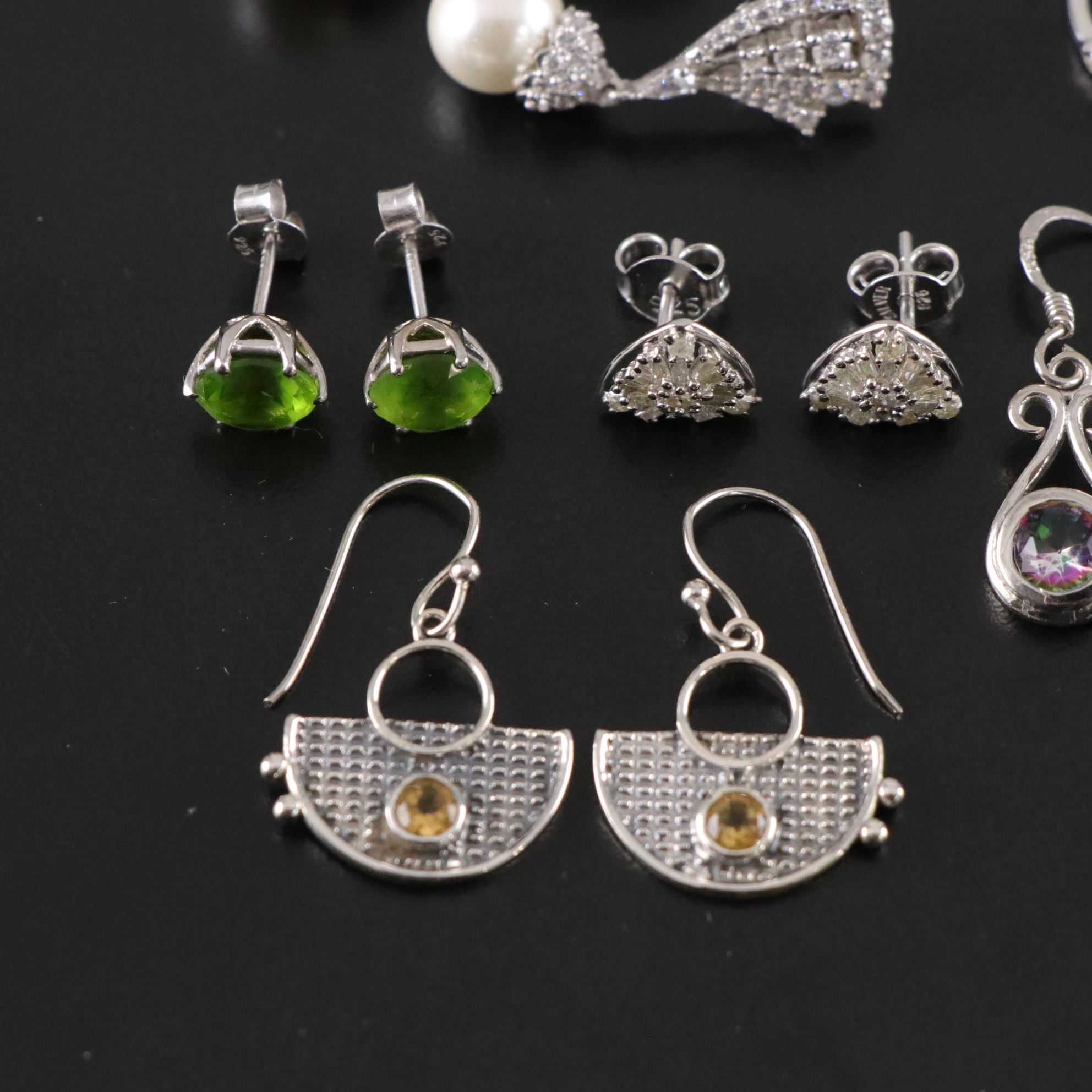 14 Assorted Sterling Silver Rings and Earrings