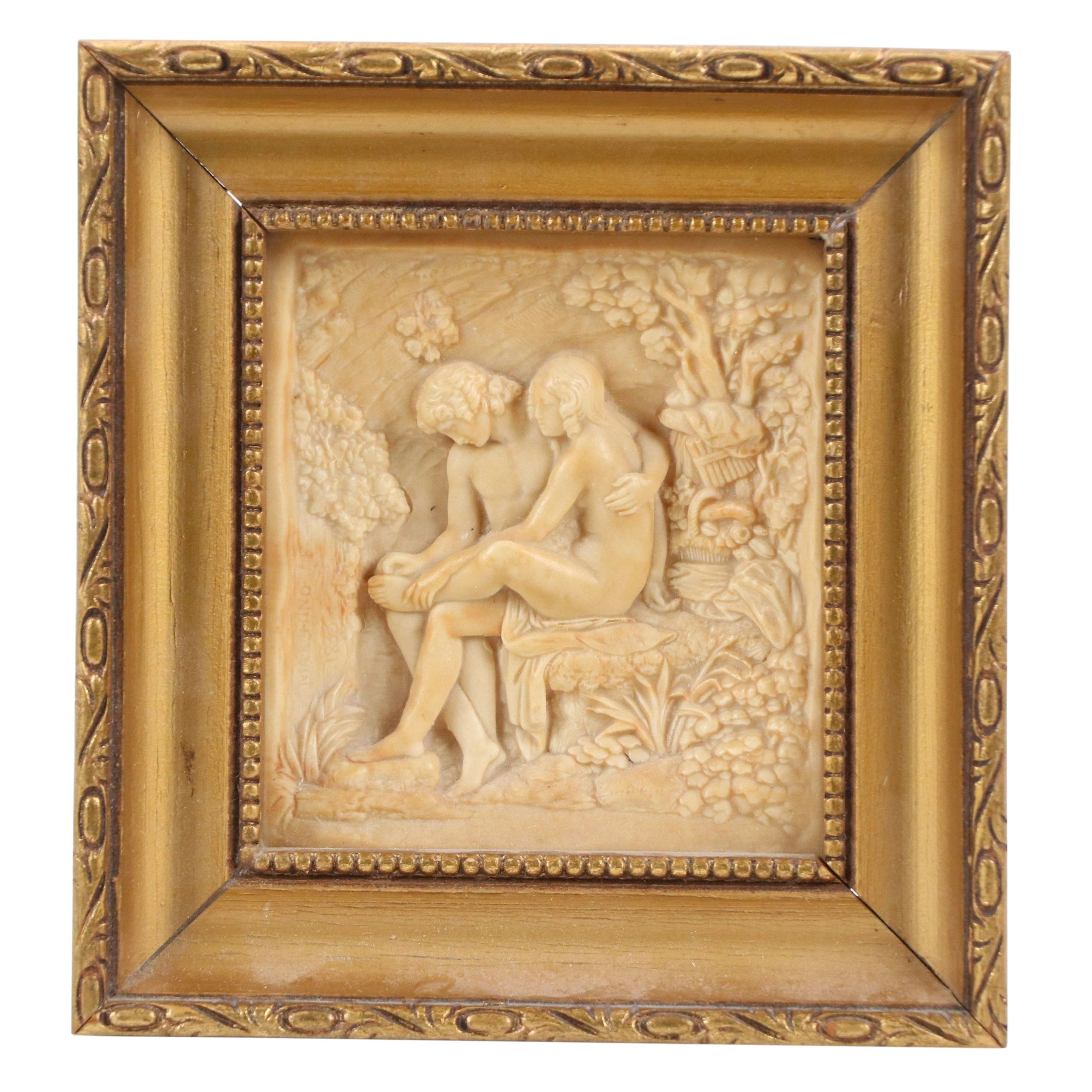 Giacomo Marchino Petrified Limestone Bas-Relief Panel "Daphnis and Chloe," 1833