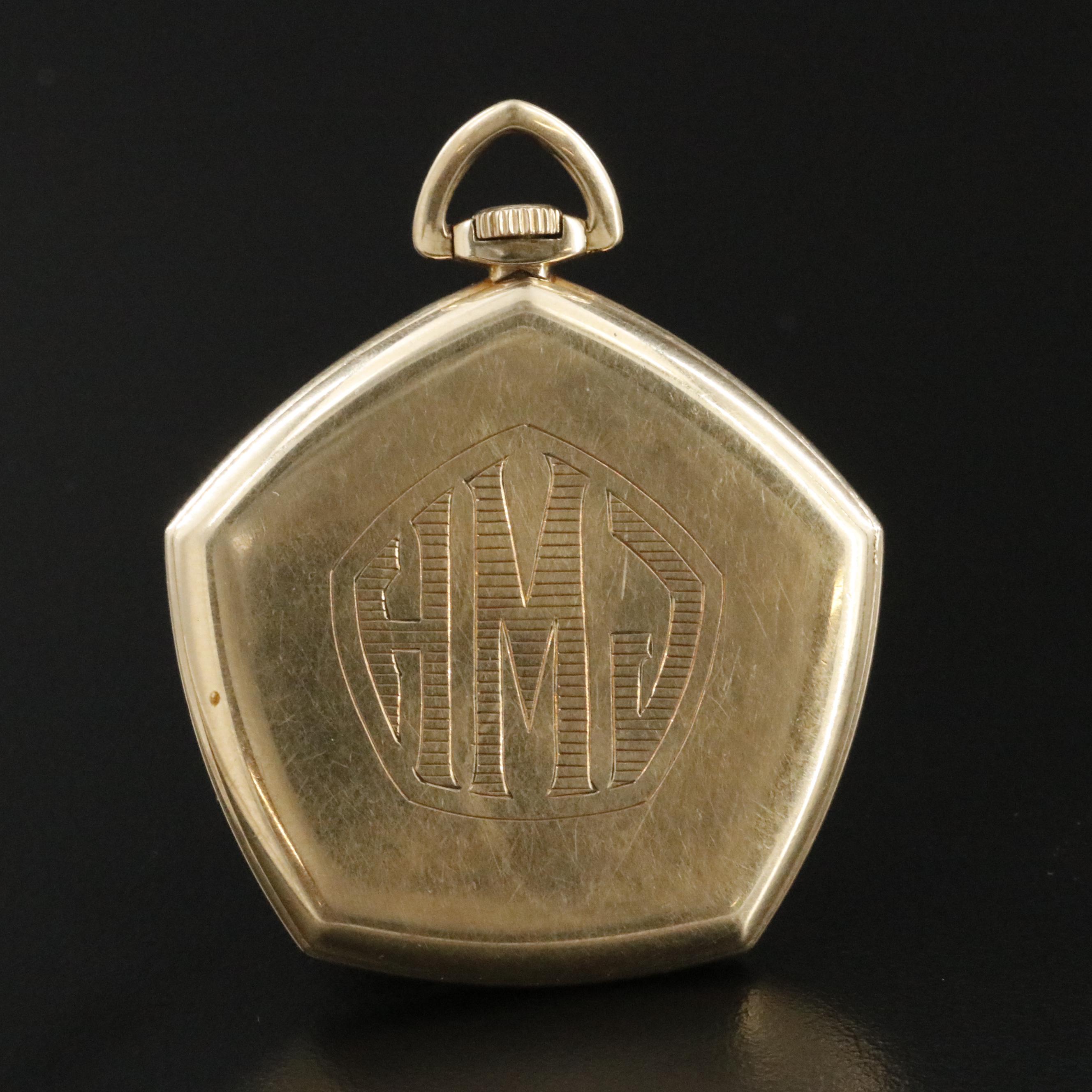Gruen Veri Thin Precision Pentagon Gold-Filled Pocket Watch