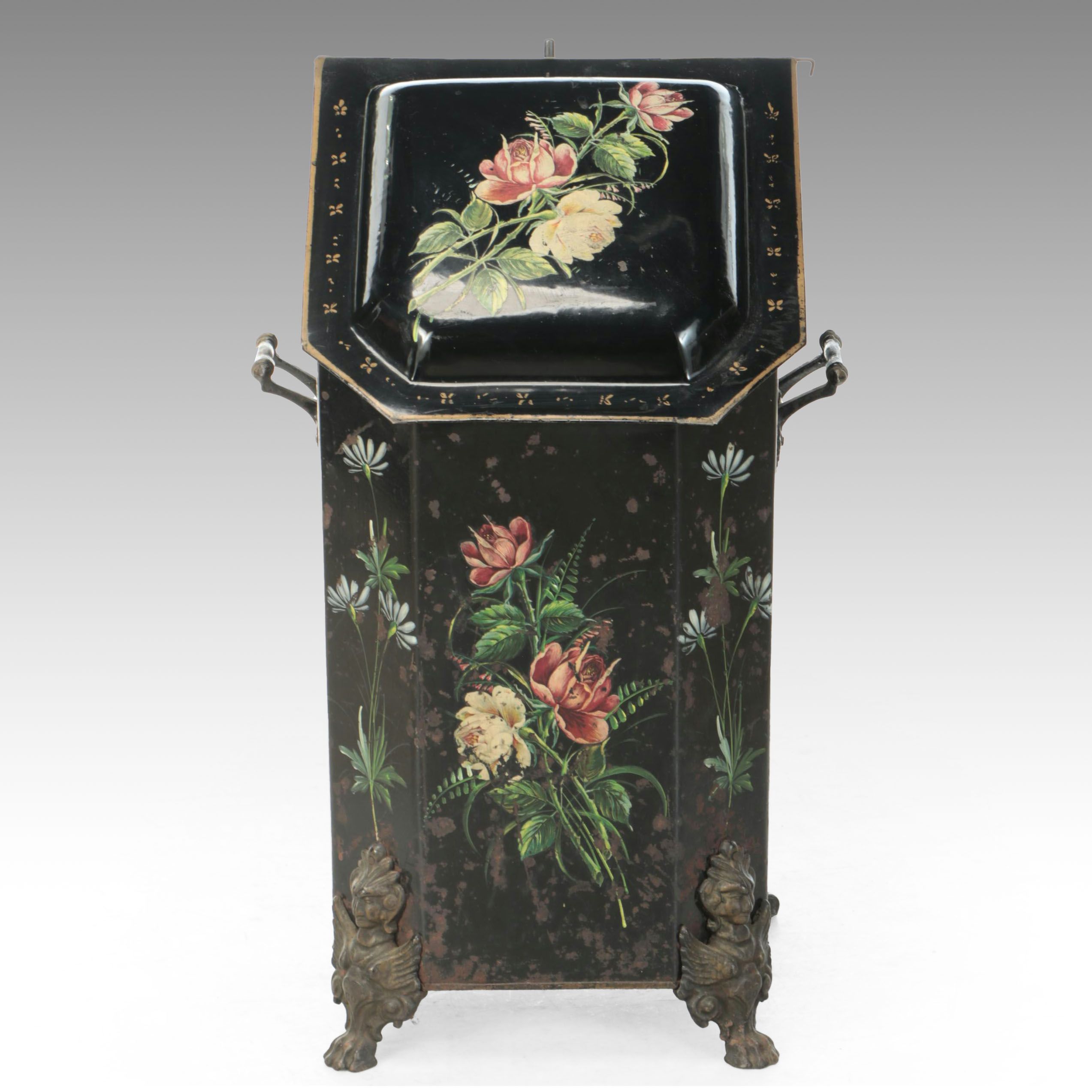 Victorian Style Toleware Coal Scuttle