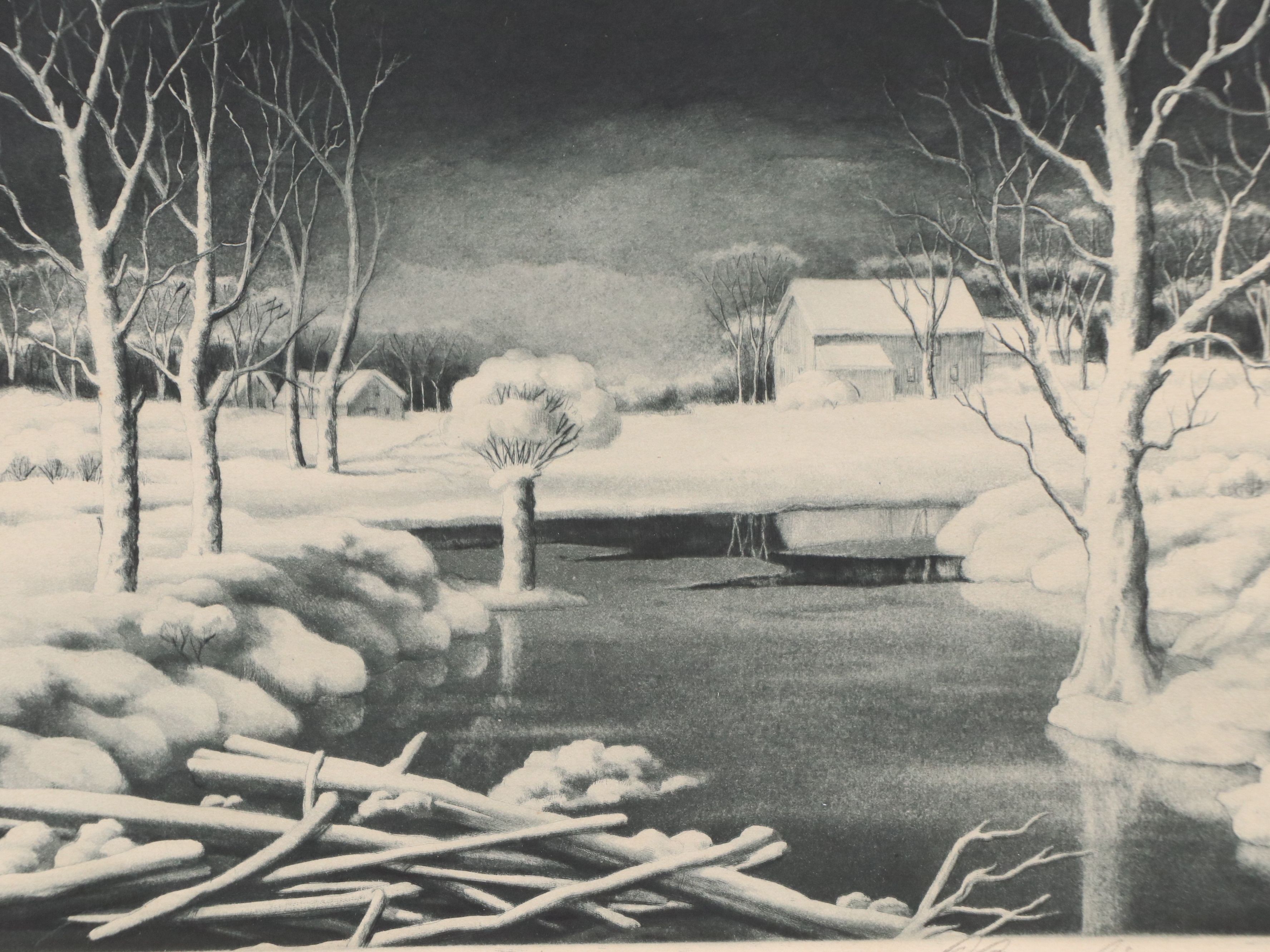 Samuel L. Margolies Etching "Winter Solitude," Mid-20th Century