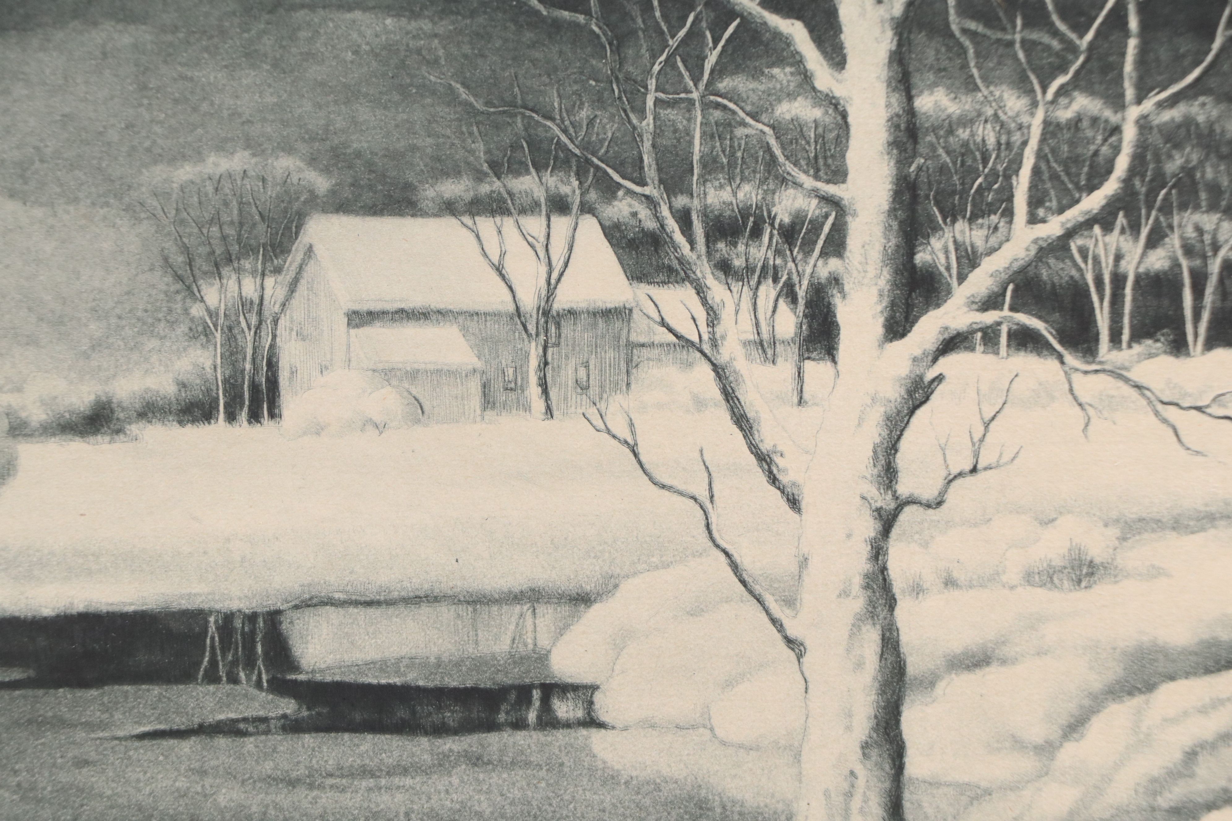 Samuel L. Margolies Etching "Winter Solitude," Mid-20th Century