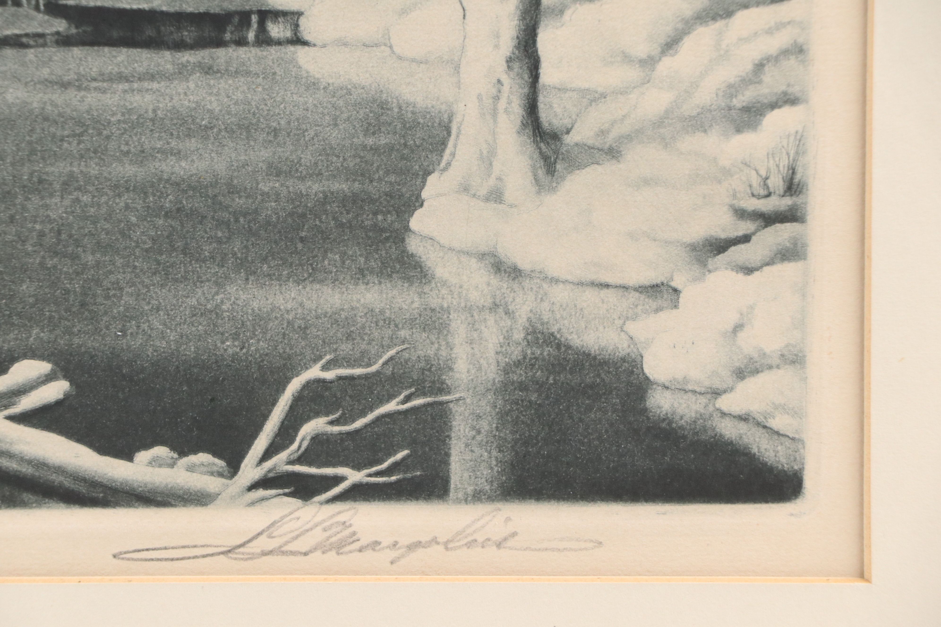 Samuel L. Margolies Etching "Winter Solitude," Mid-20th Century