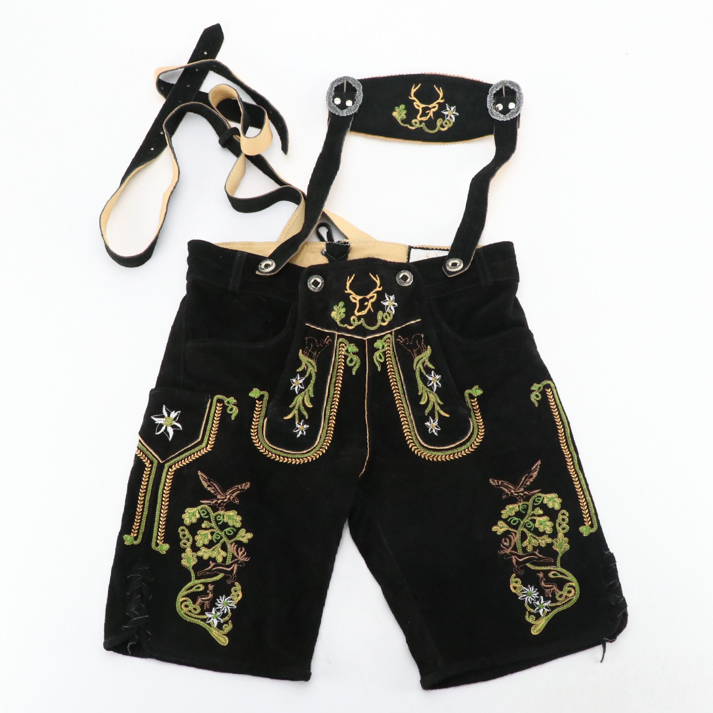 Men's Bavaria Trachten Embroidered Suede Lederhosen
