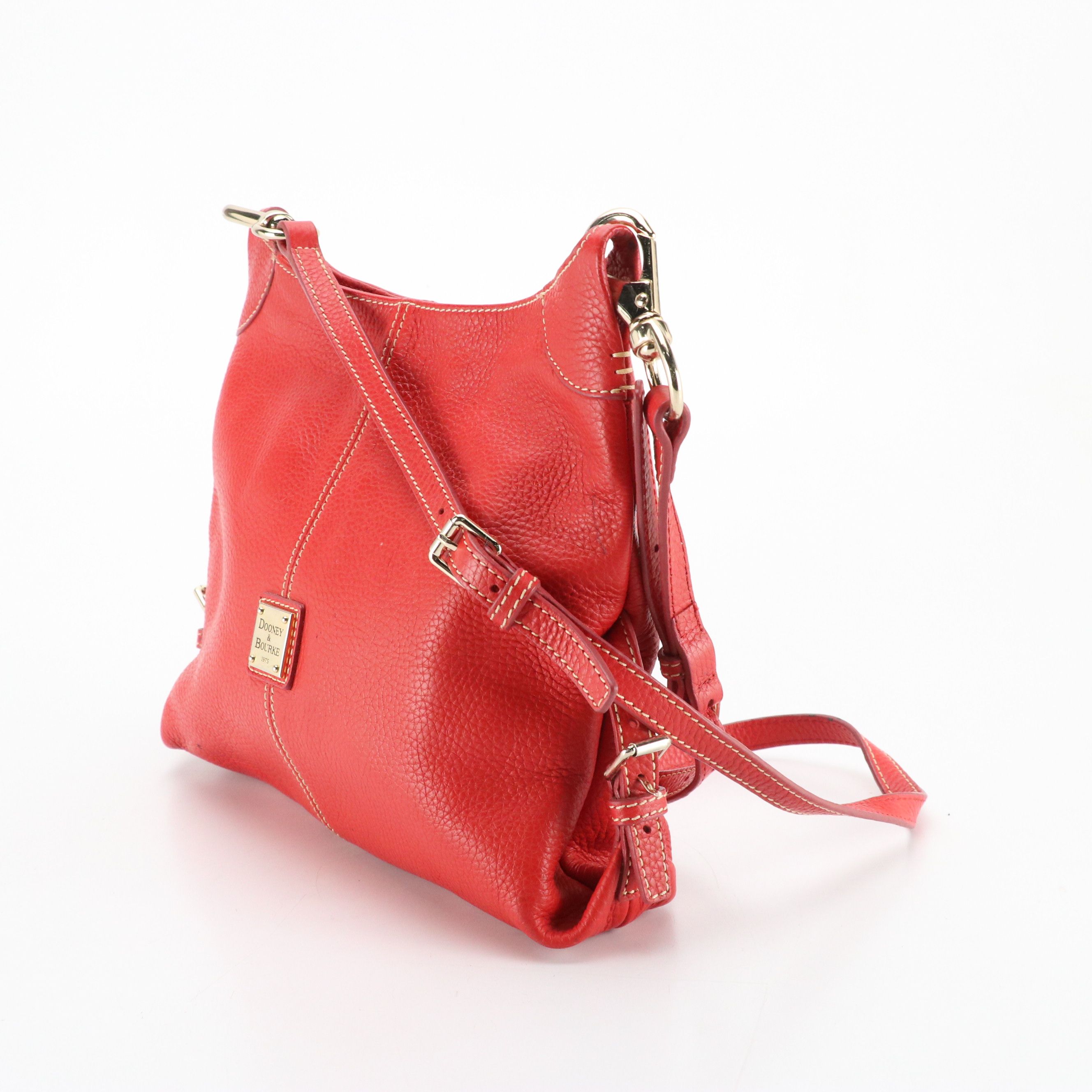 Dooney & Bourke Juliette Hobo Crossbody Bag in Red Pebbled Leather