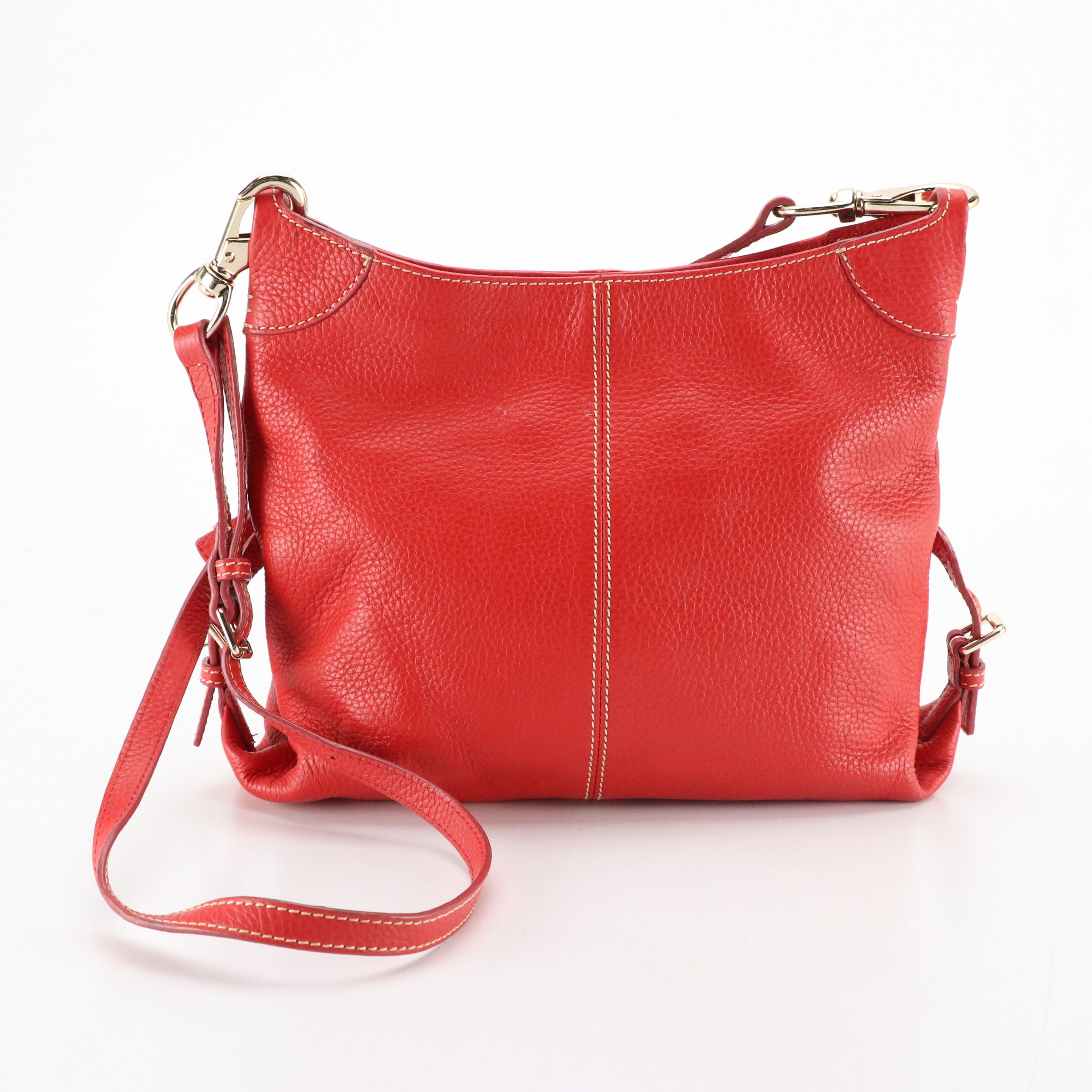 Dooney & Bourke Juliette Hobo Crossbody Bag in Red Pebbled Leather