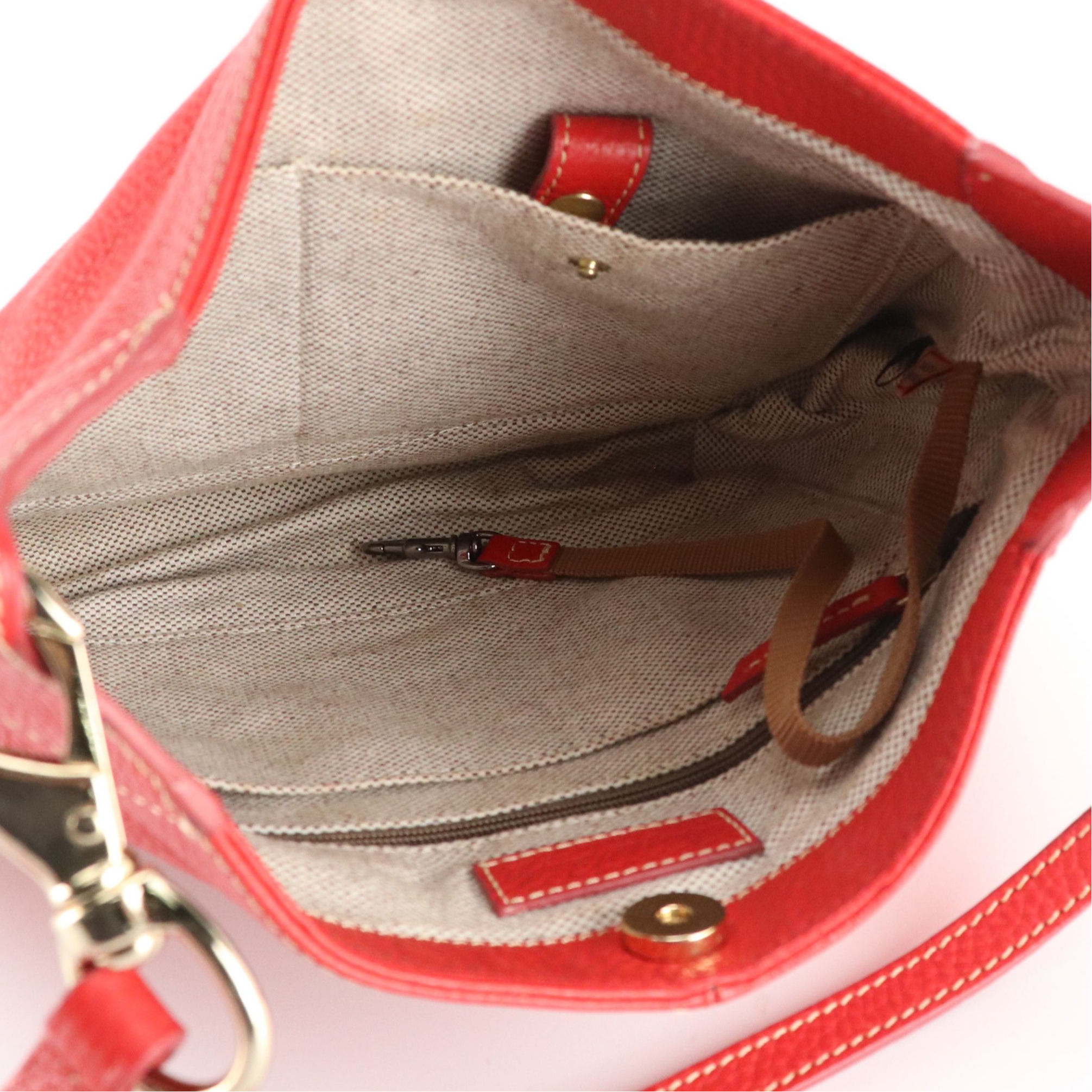 Dooney & Bourke Juliette Hobo Crossbody Bag in Red Pebbled Leather