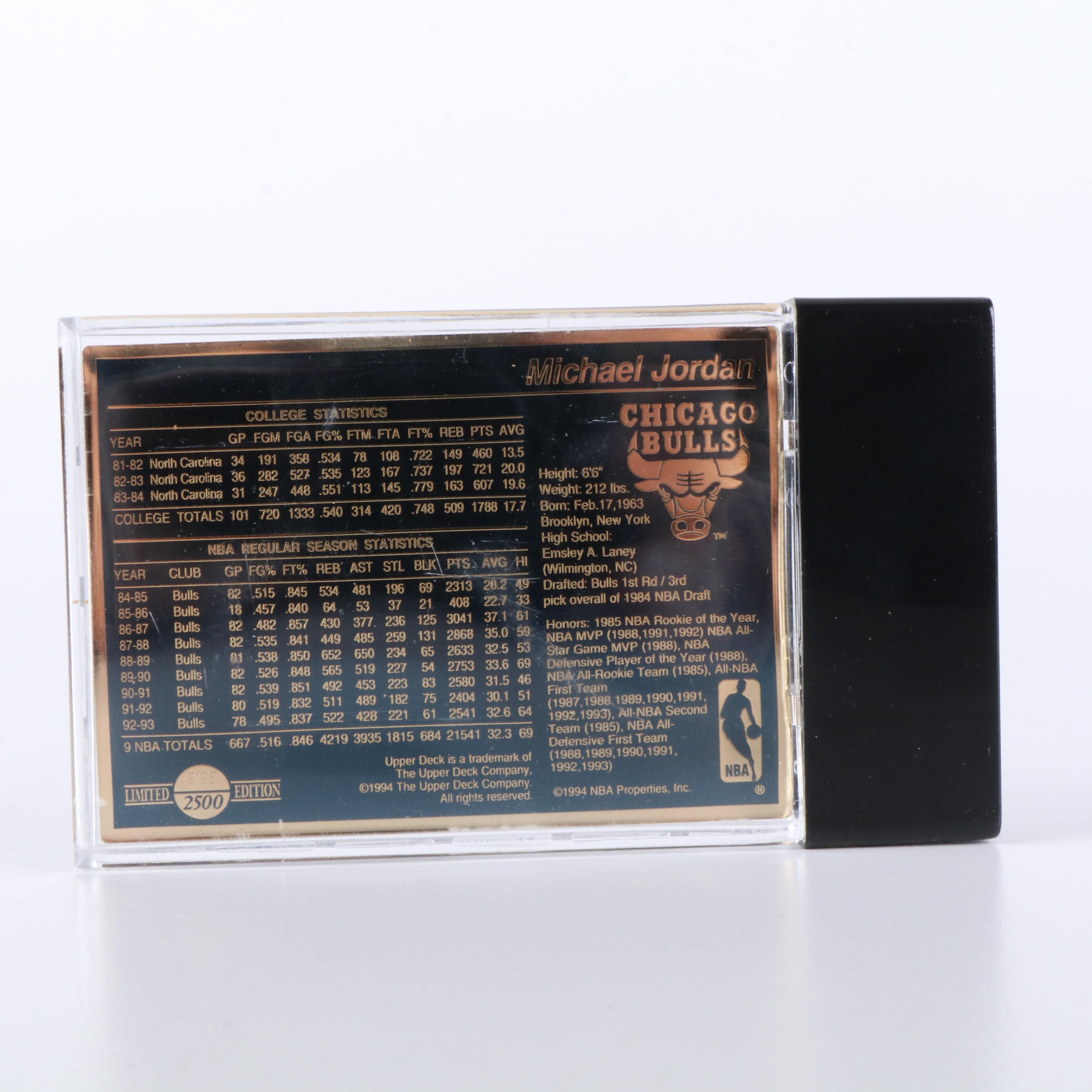 1994 Upper Deck 24K Gold Michael Jordan Limited Edition Basketball Card