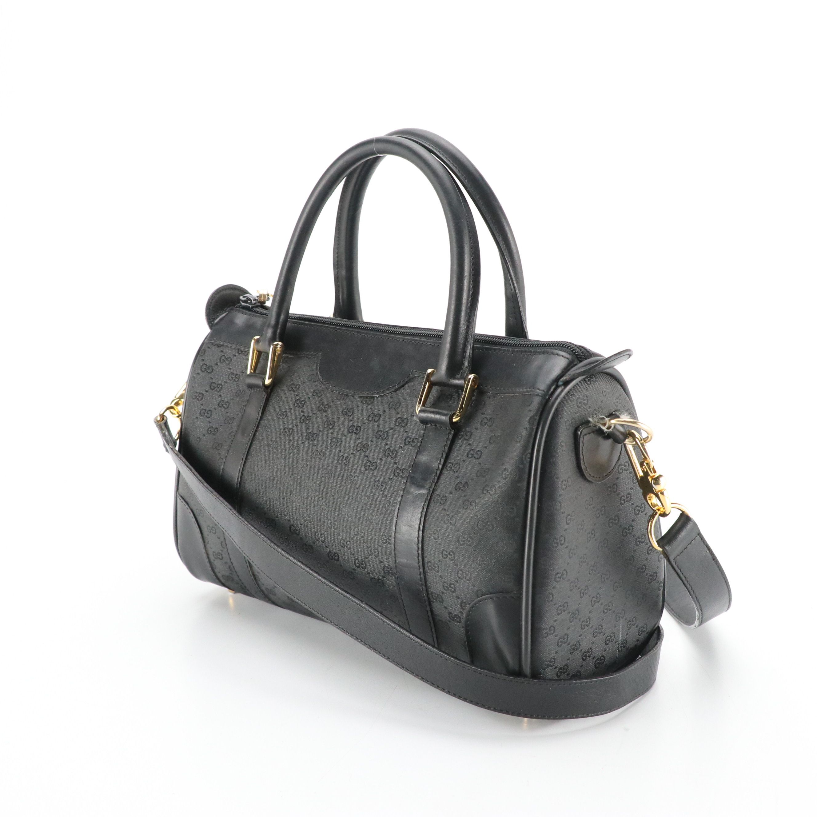 Gucci Two-Way Satchel in Black Micro GG Nylon Jacquard Canvas