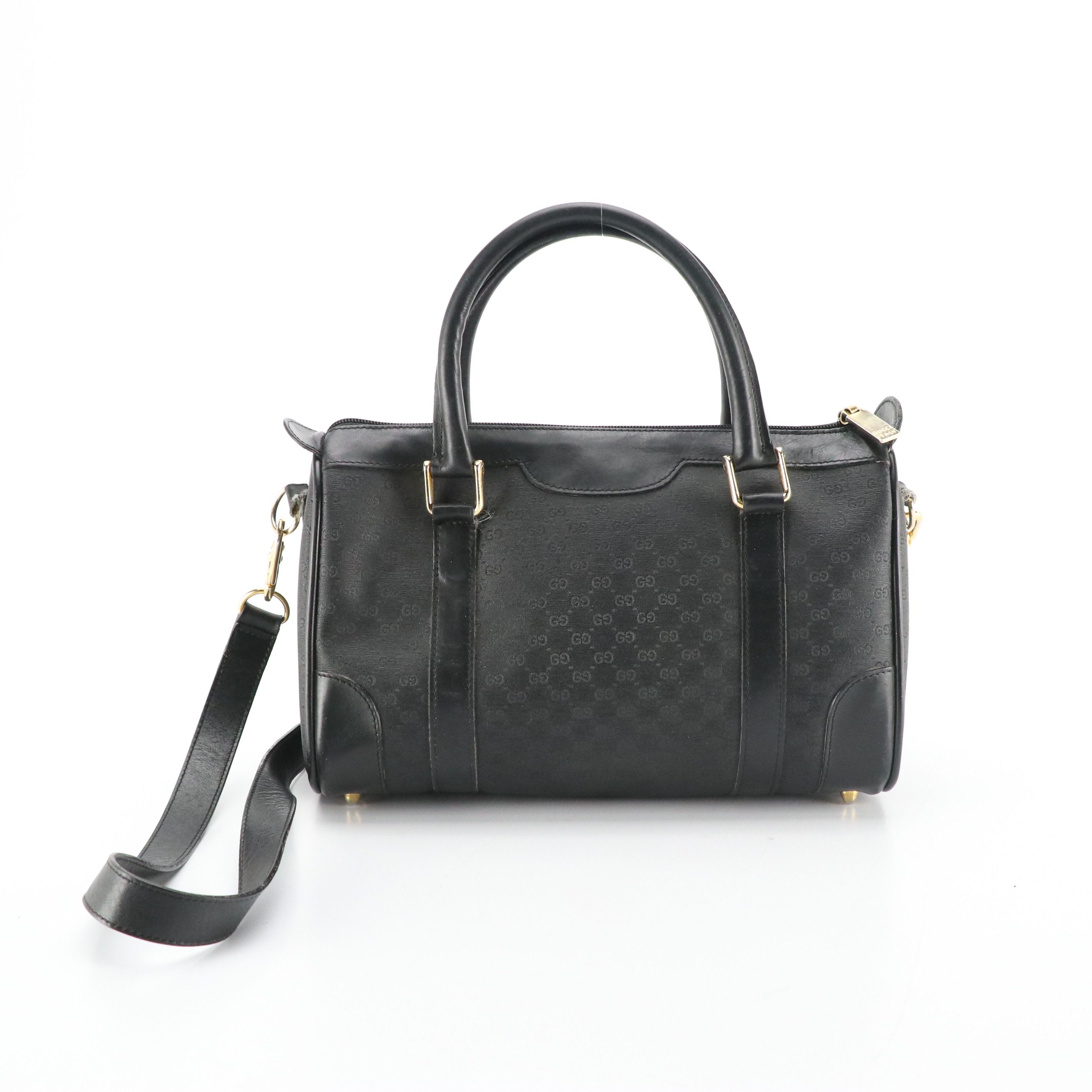 Gucci Two-Way Satchel in Black Micro GG Nylon Jacquard Canvas