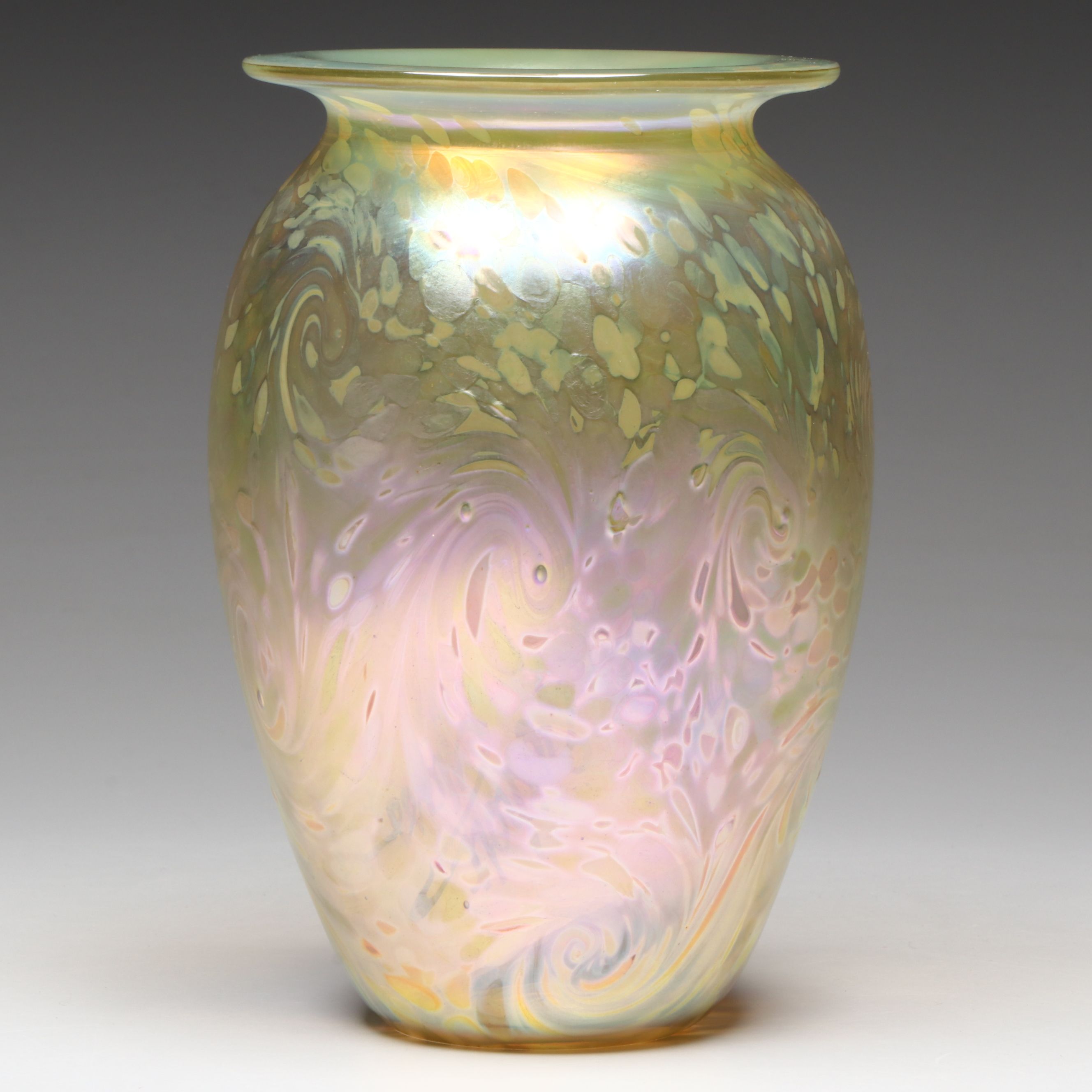 Robert Eickholt Iridescent Art Glass Vase, 2001