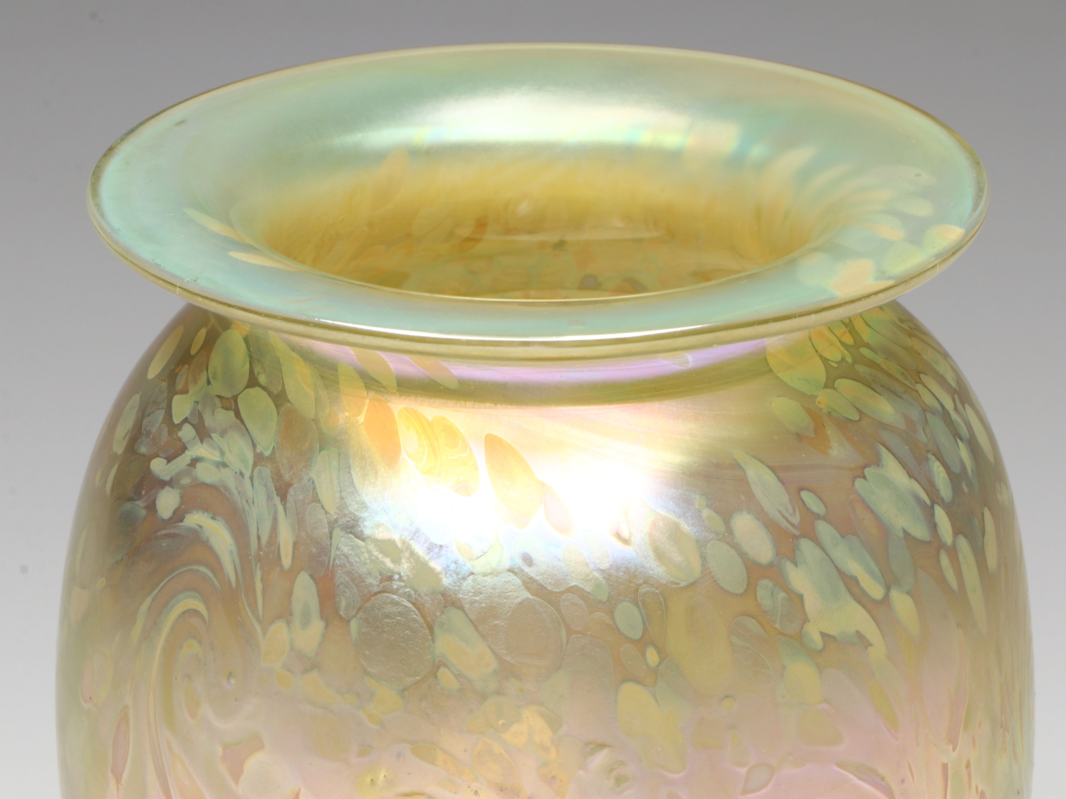 Robert Eickholt Iridescent Art Glass Vase, 2001