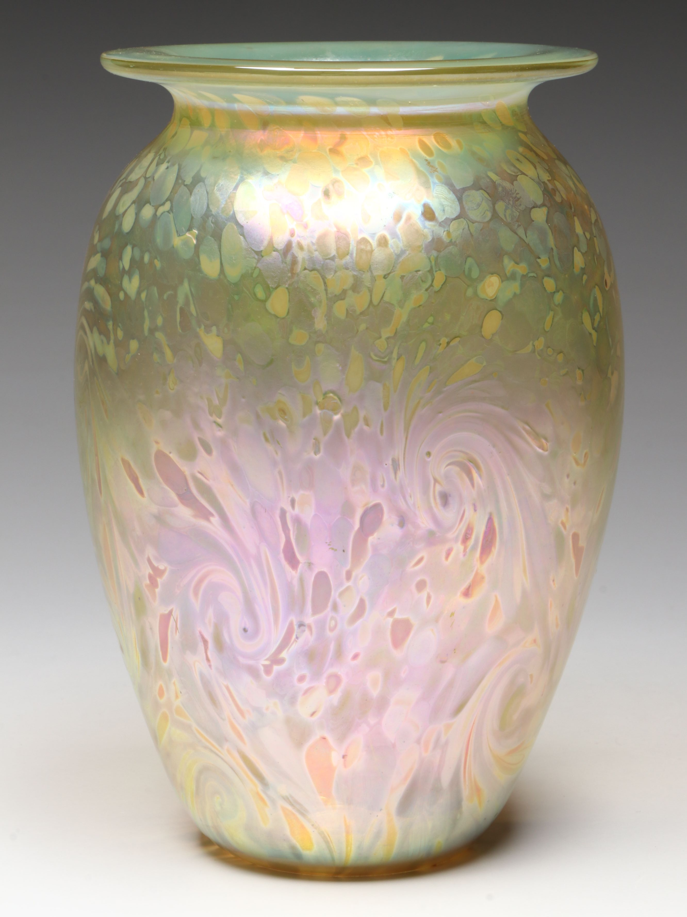 Robert Eickholt Iridescent Art Glass Vase, 2001
