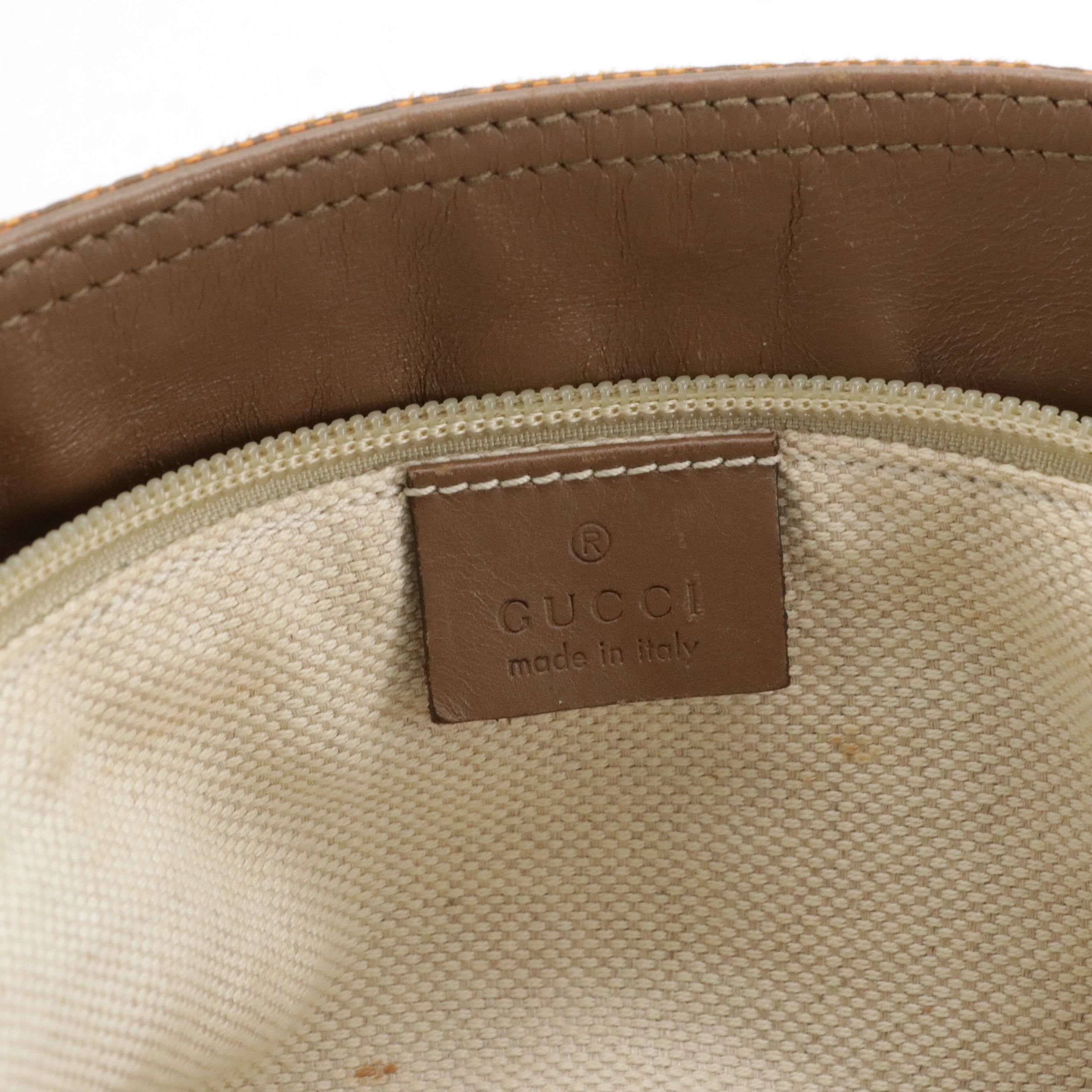 Gucci Soft Tote Bag in Orange GG Canvas and Brown Calfskin Leather Trim