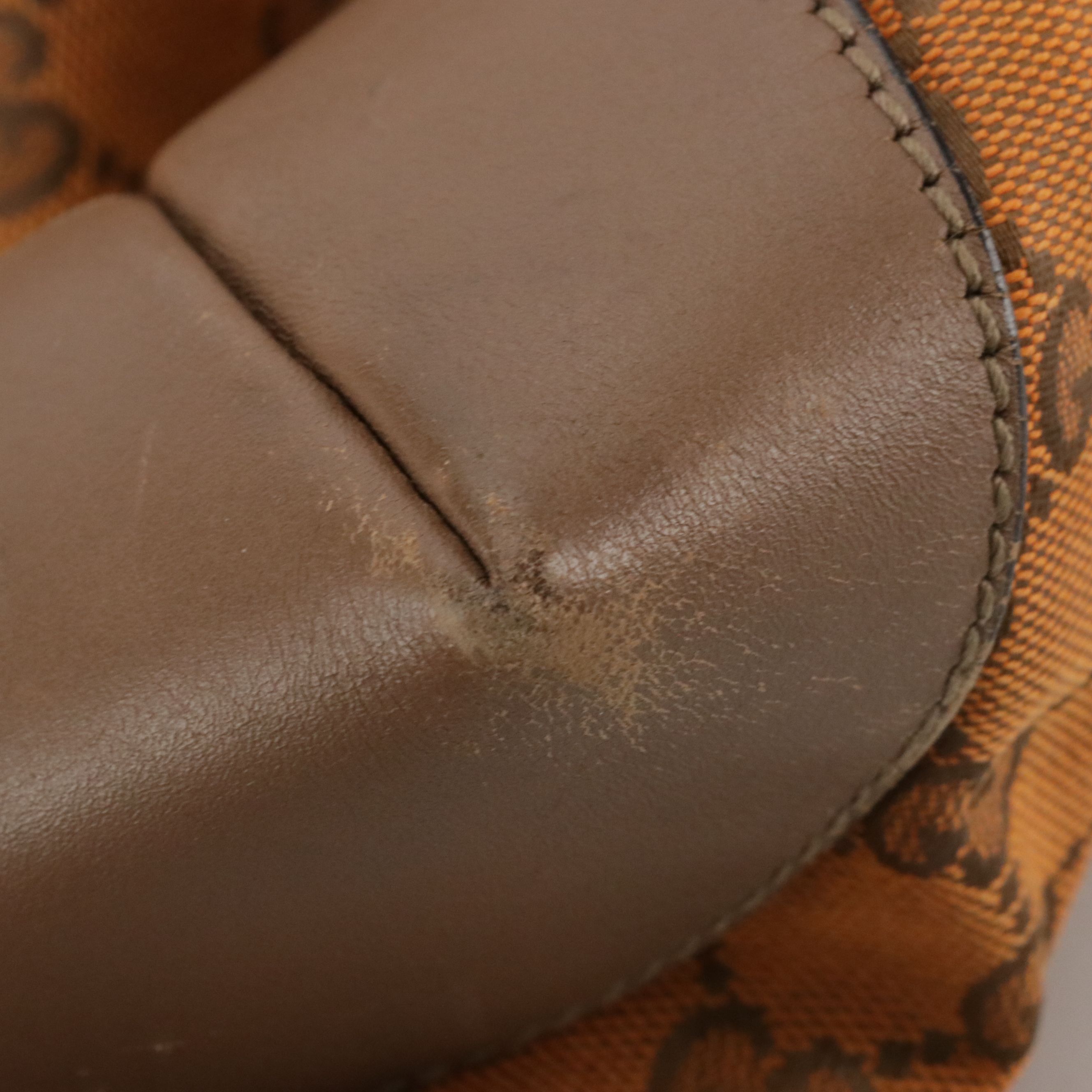 Gucci Soft Tote Bag in Orange GG Canvas and Brown Calfskin Leather Trim