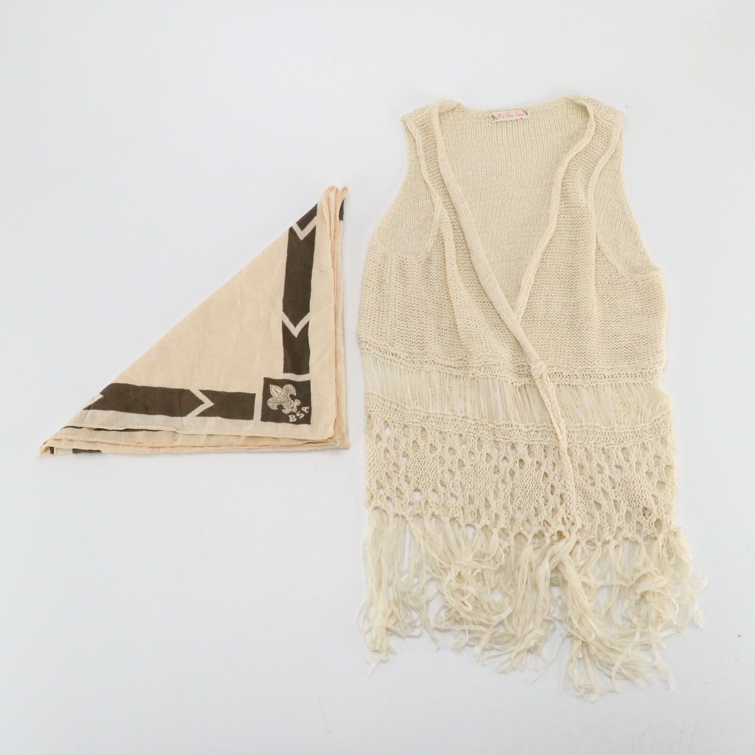 It's Our Time Macramé Fringe Vest and Boy Scouts of America Bandana