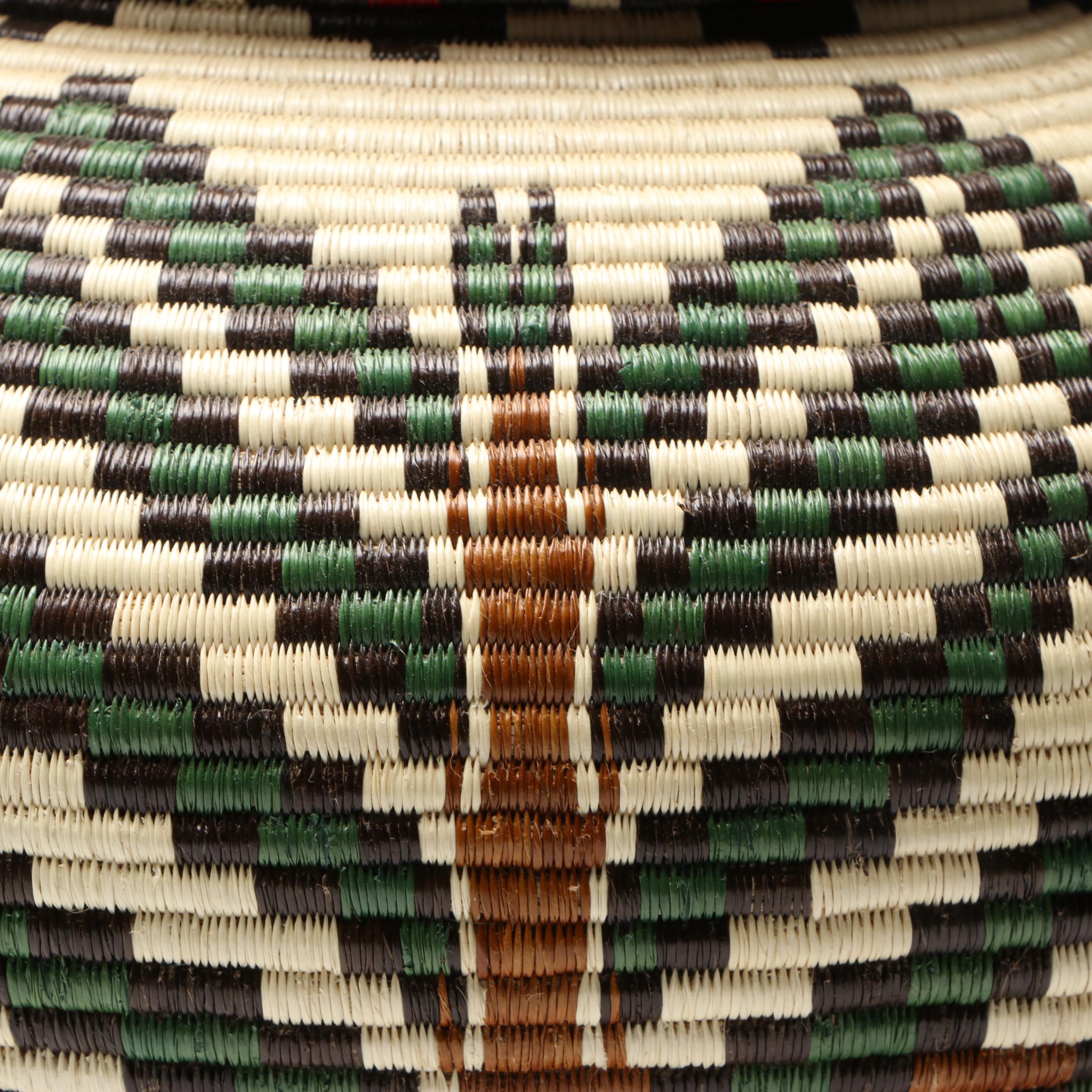 Panamanian Emberá-Wounaan Chunga Fiber Basket Depicting Tropical Birds