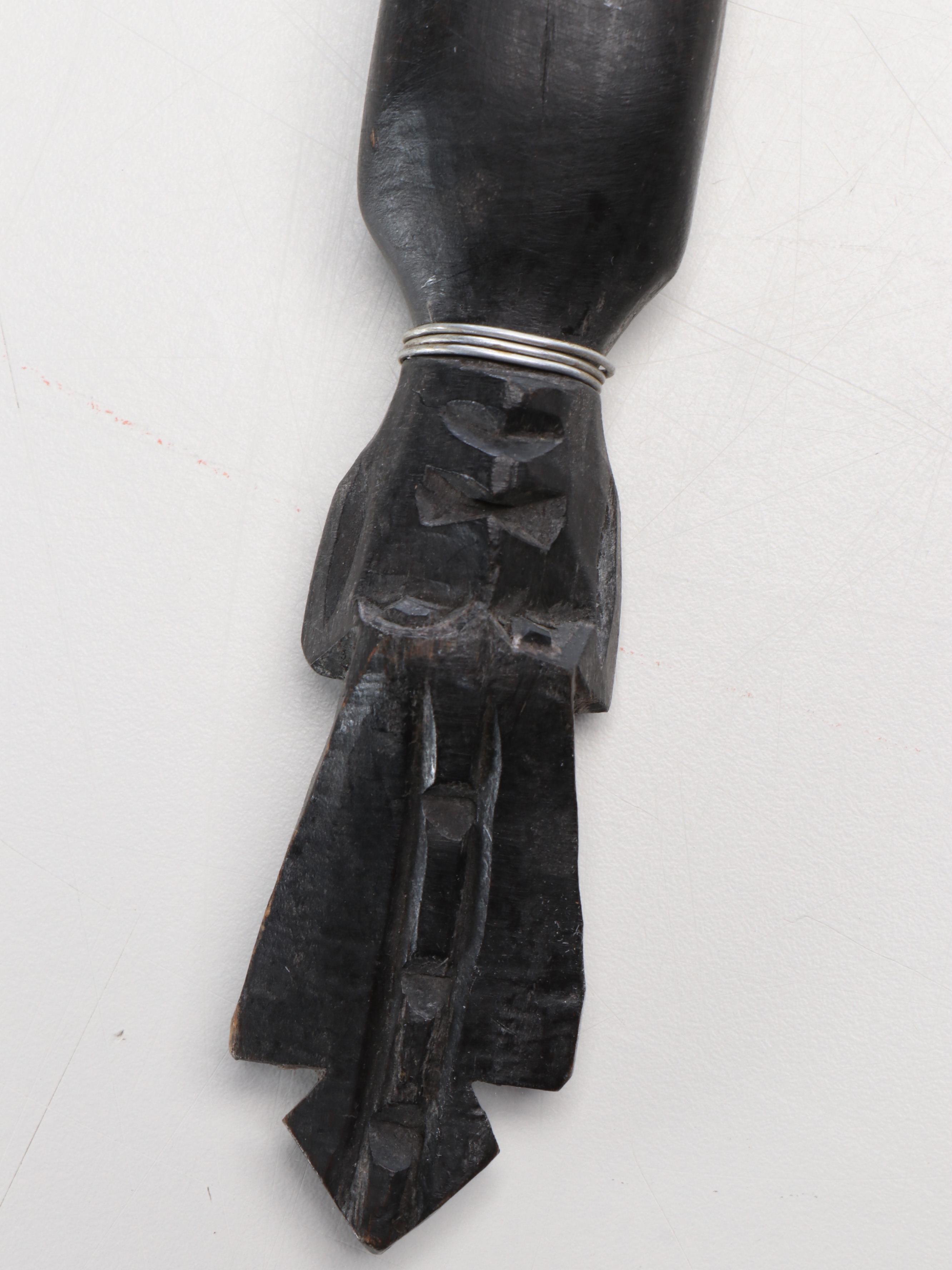 Solomon Islands Supi War Club with Maasai Wooden Walking Spear