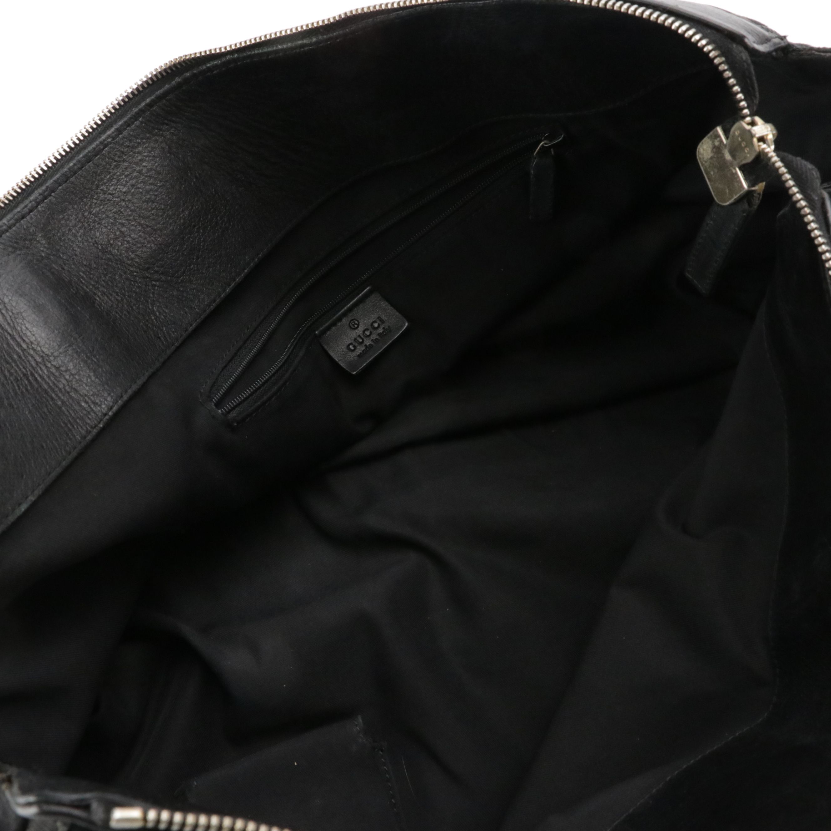 Gucci Large Abbey D-Ring Shoulder Bag in Black GG Canvas and Leather